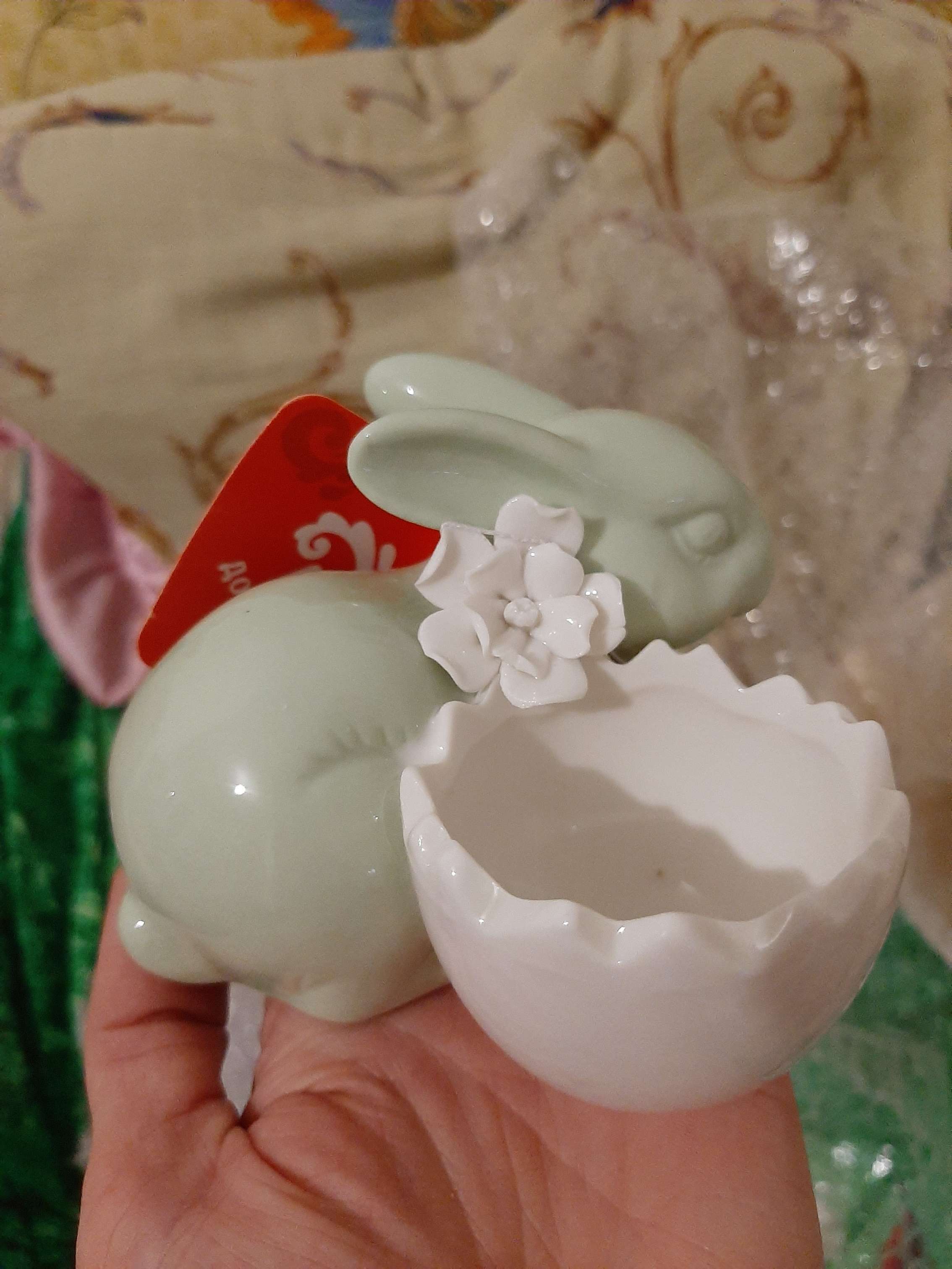 Фотография покупателя товара Подставка для яйца Доляна «Зайка», 55 мл, цвет зелёный - Фото 2