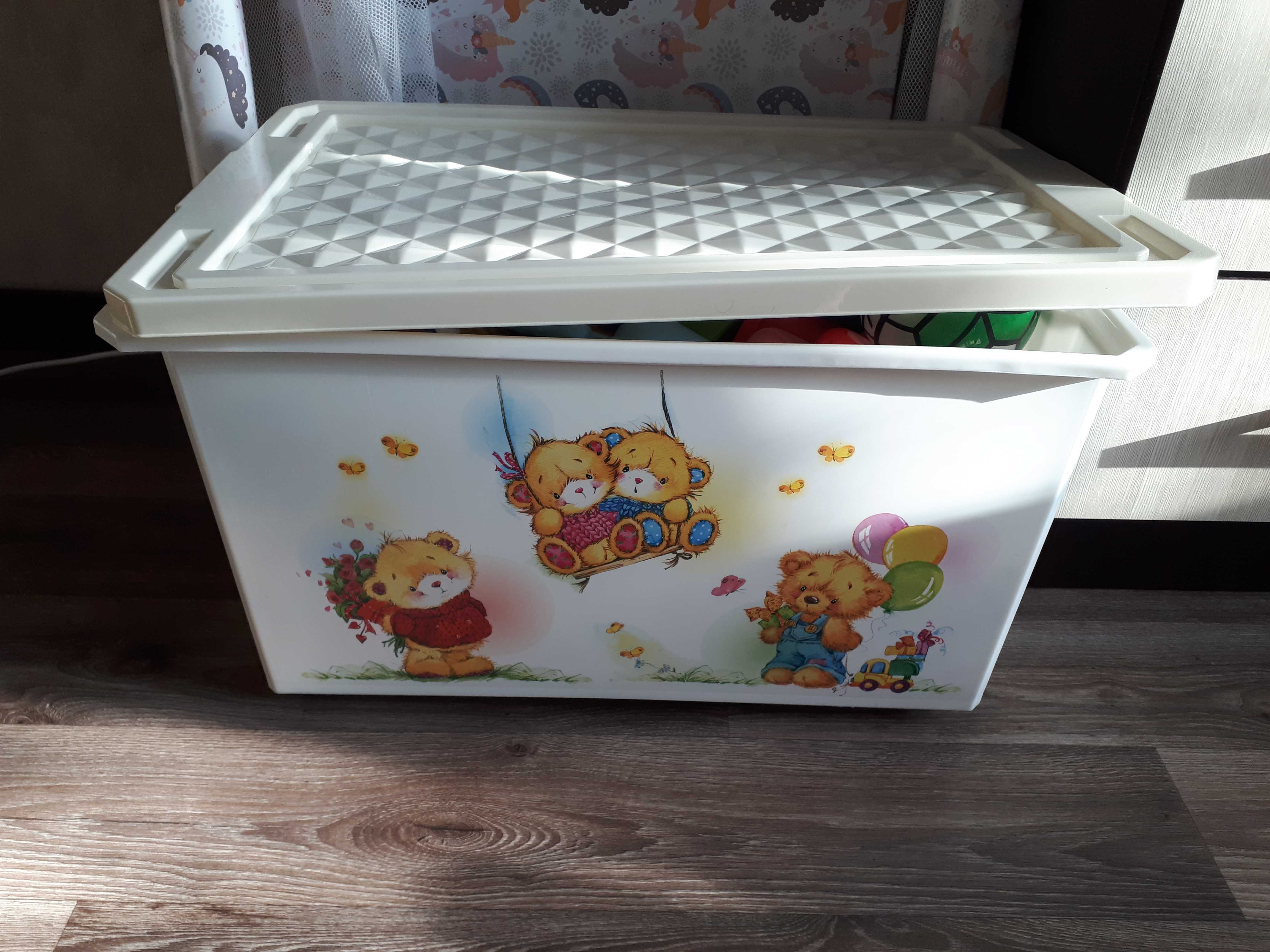 Фотография покупателя товара Ящик для игрушек 57 л X-BOX Bears на колесах с крышкой, цвет МИКС