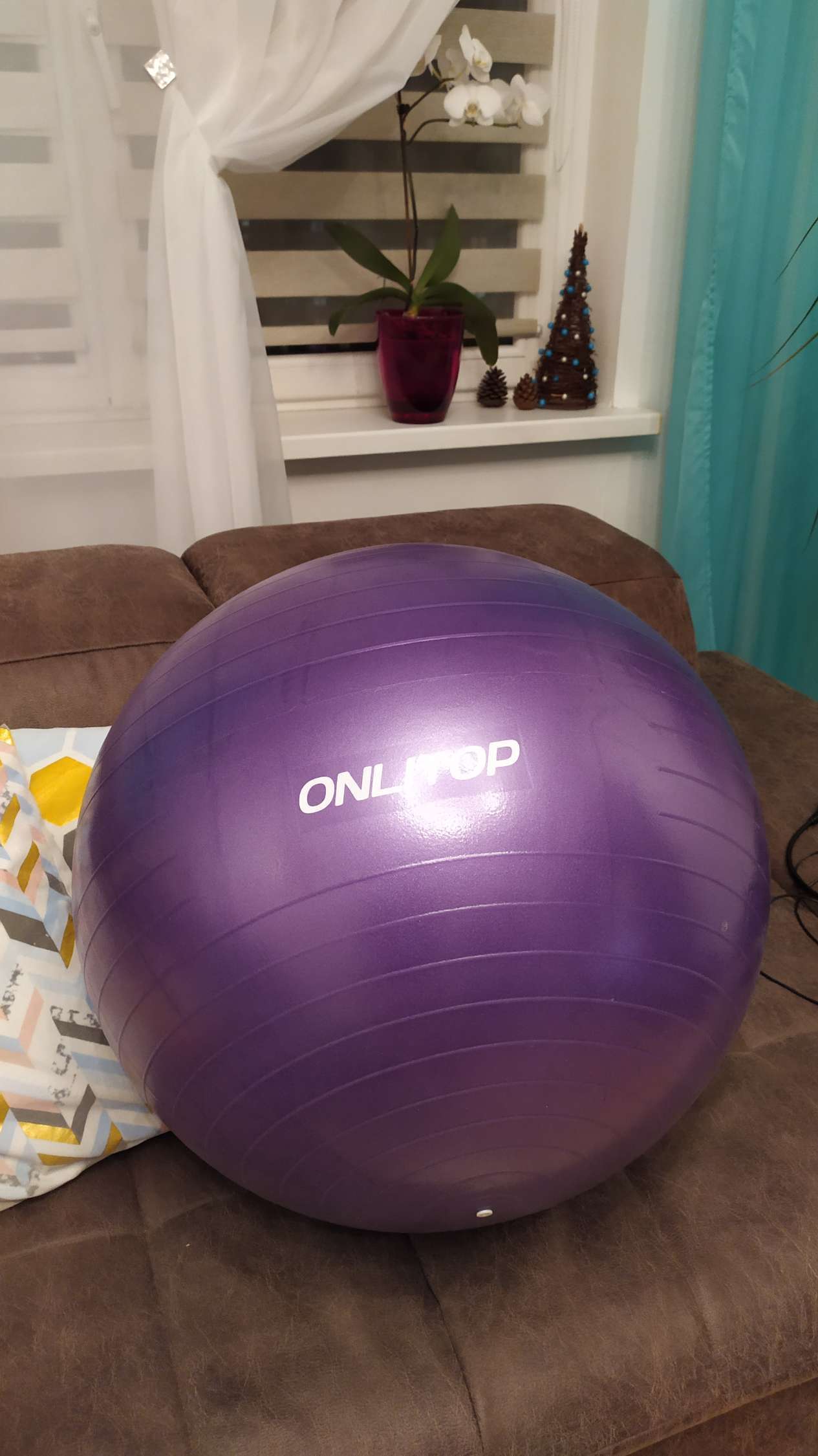 Фотография покупателя товара Фитбол ONLYTOP, d=65 см, 900 г, антивзрыв, цвет фиолетовый - Фото 8