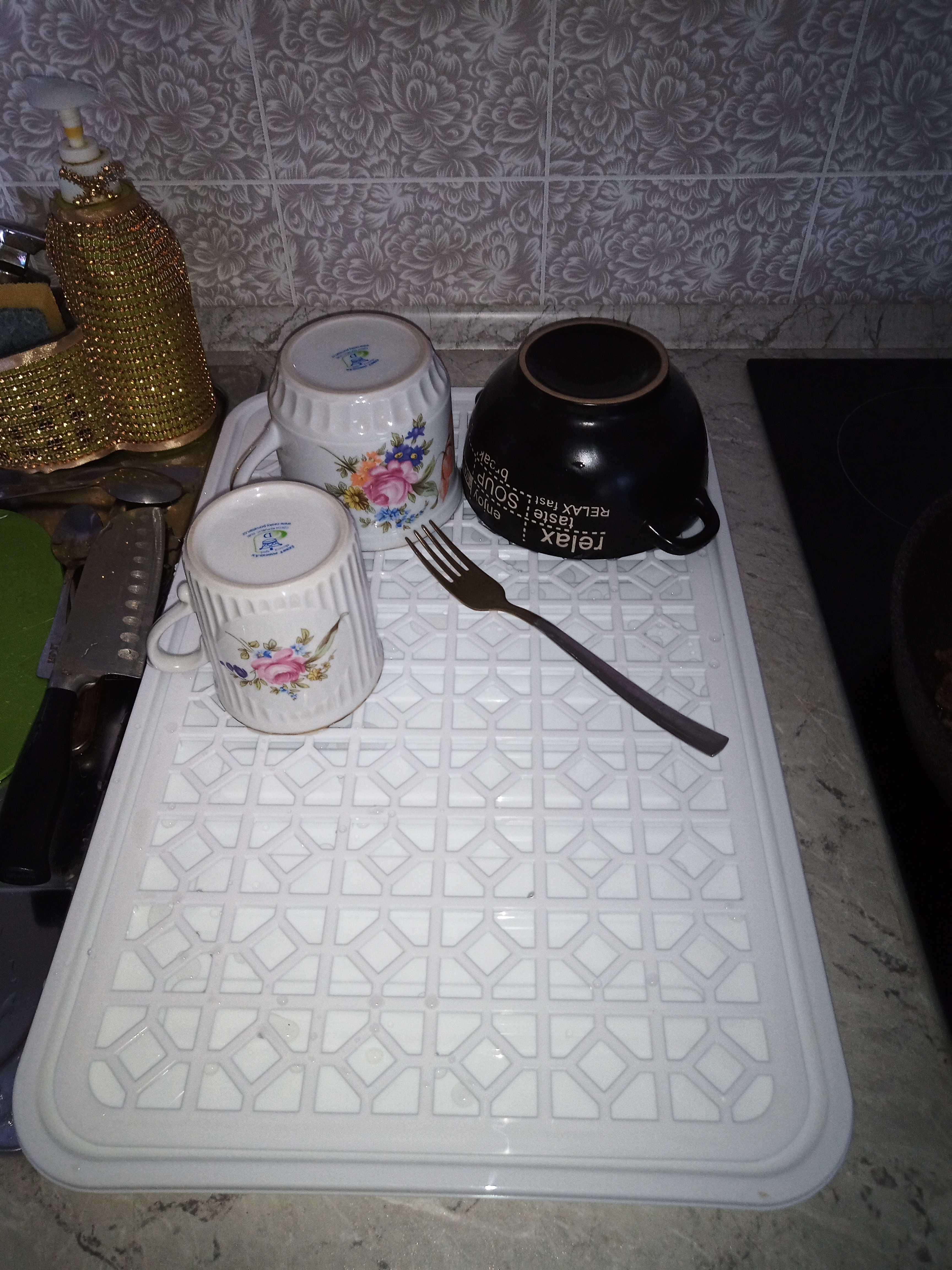 Фотография покупателя товара Поднос с вкладышем для сушки посуды, 46×30 см, цвет МИКС - Фото 4