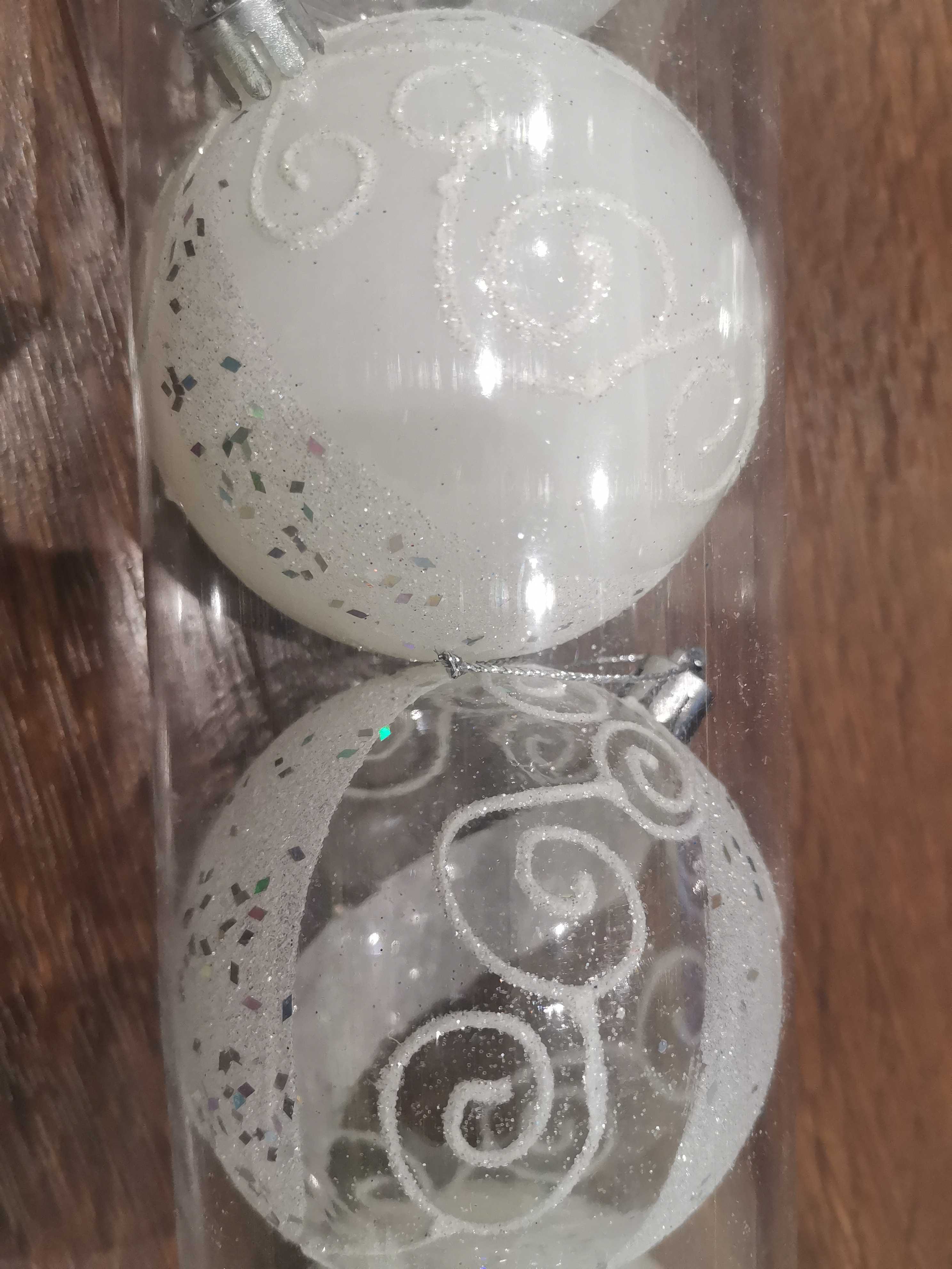 Фотография покупателя товара Набор шаров пластик d-8 см, 6 шт "Ажурные завитки" белый - Фото 2