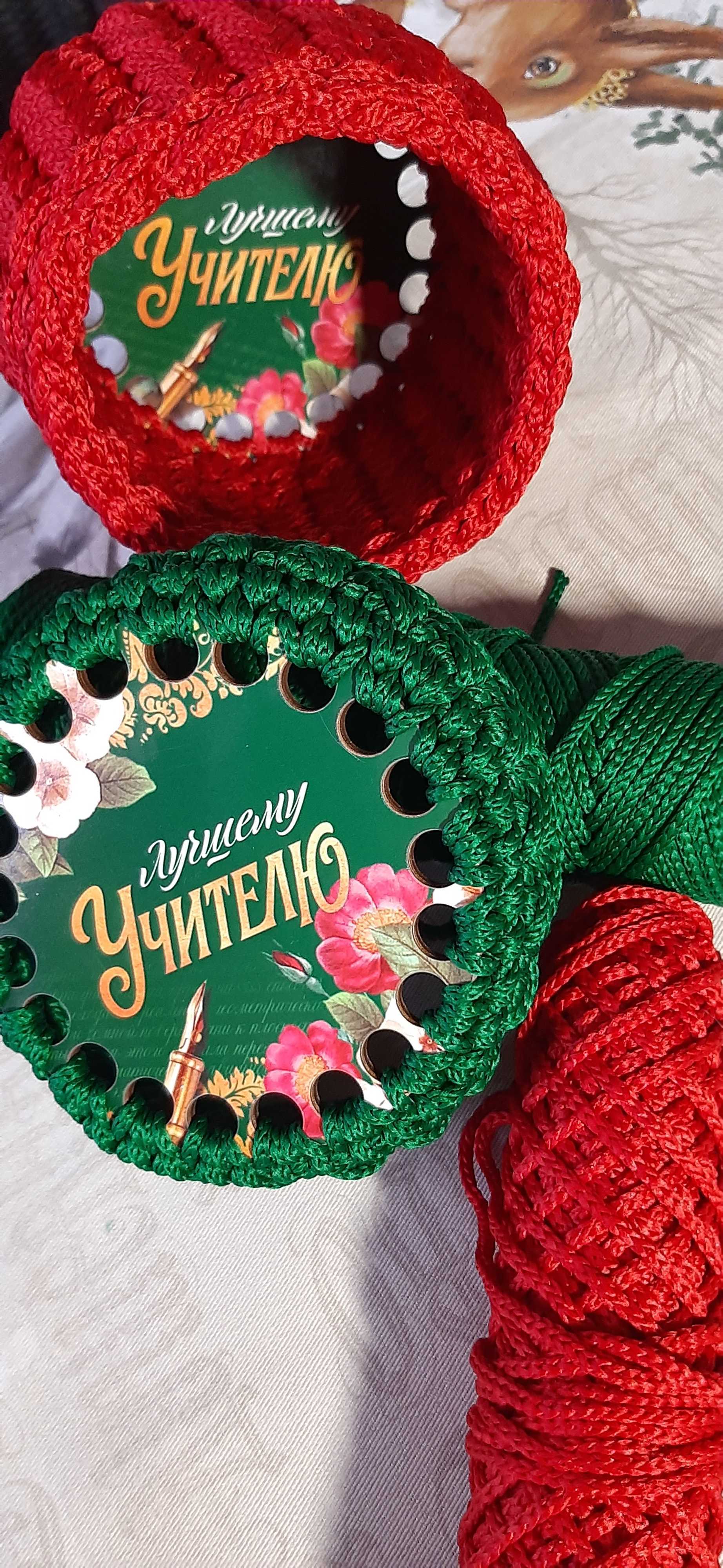 Фотография покупателя товара Шнур для вязания без сердечника 100% полиэфир, ширина 3мм 100м/210гр, (122 зеленый)