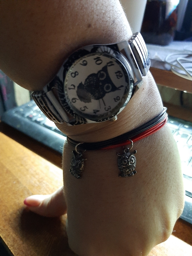 Фотография покупателя товара Женский подарочный набор "Совушки" 2 в 1: наручные кварцевые часы, браслет - Фото 1