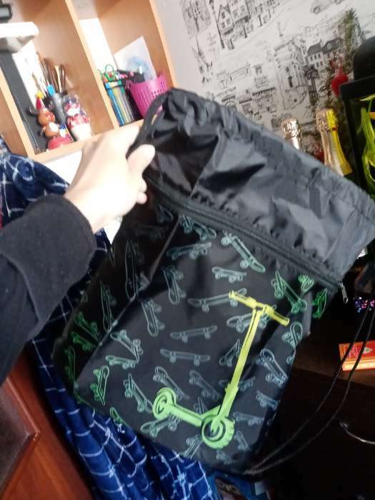 Фотография покупателя товара Мешок для обуви «Самокат» (с карманом) 42×34 см - Фото 1