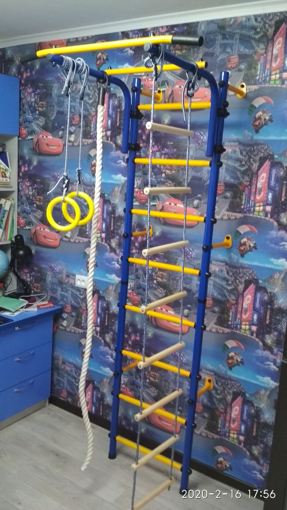 Фотография покупателя товара Детский спортивный комплекс «Юный АТЛЕТ Пристенный», 600 × 900 × 2200 мм, цвет синий - Фото 9