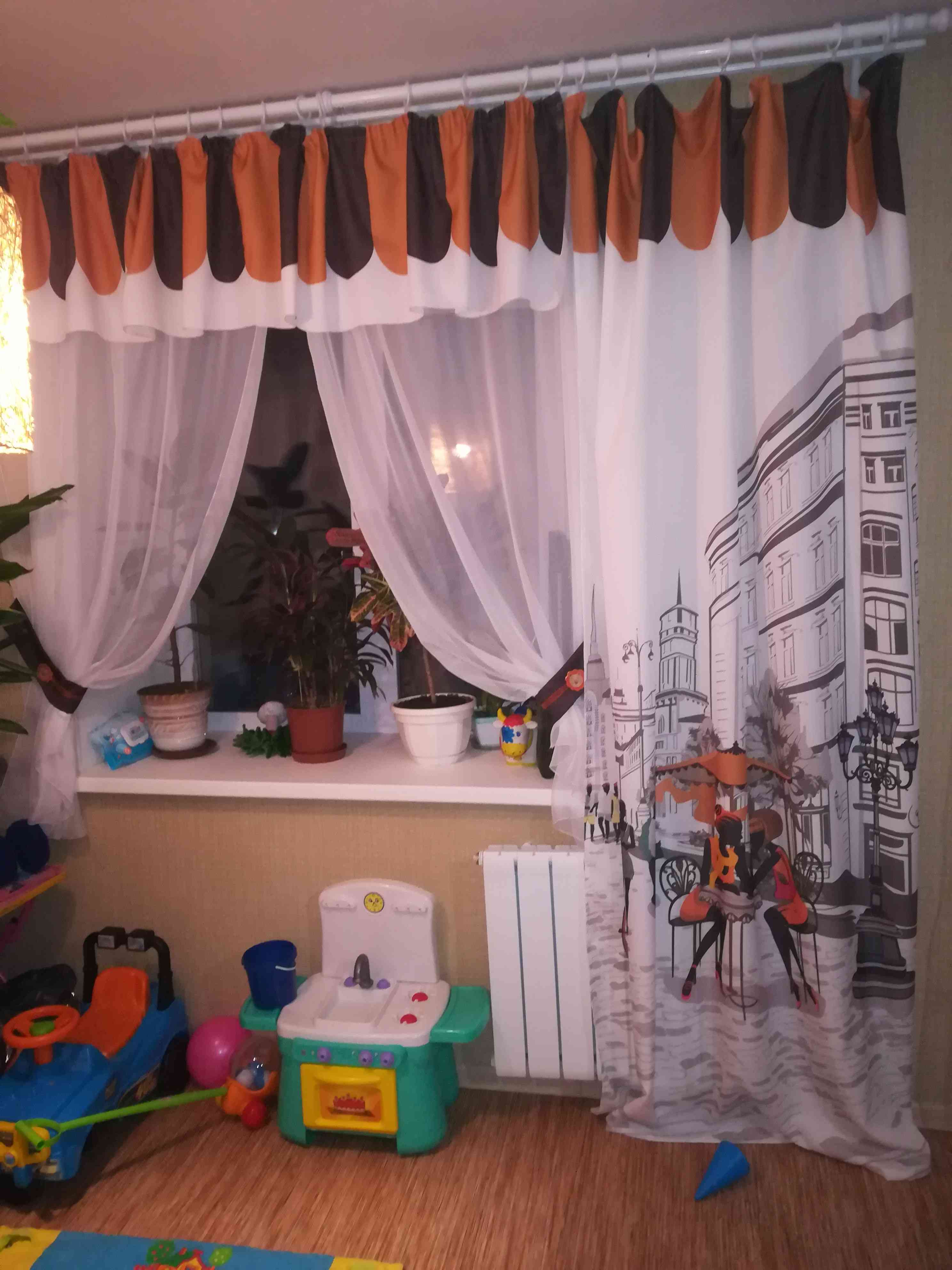Фотография покупателя товара Комплект штор для окон с балконной дверью «Любимый город» штора 147х267 см, тюль 294х160 см - Фото 10