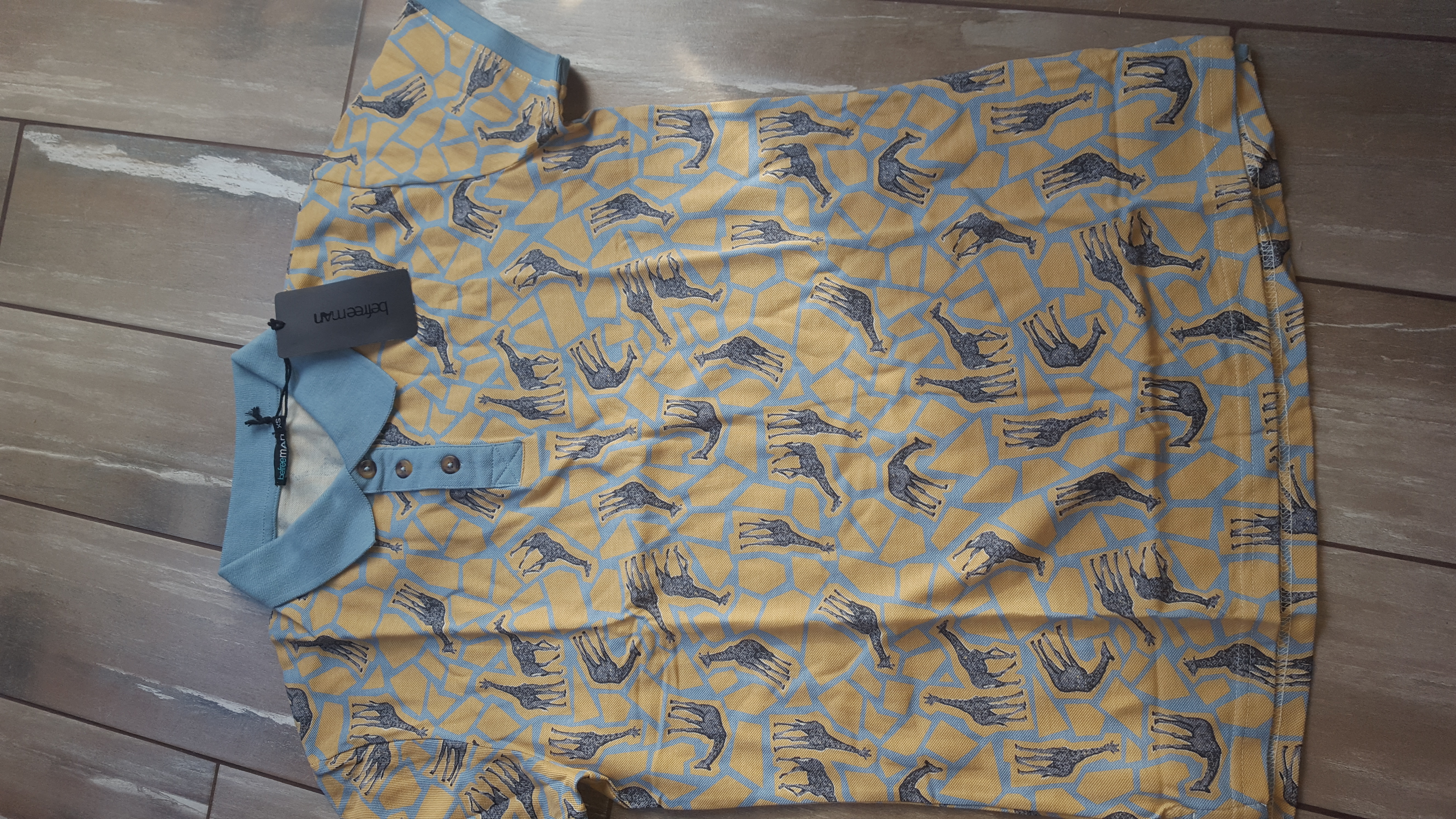 Фотография покупателя товара Футболка-поло мужская, голубой принт, размер 44 (XS), рост 176 см (арт. 619027408) - Фото 6