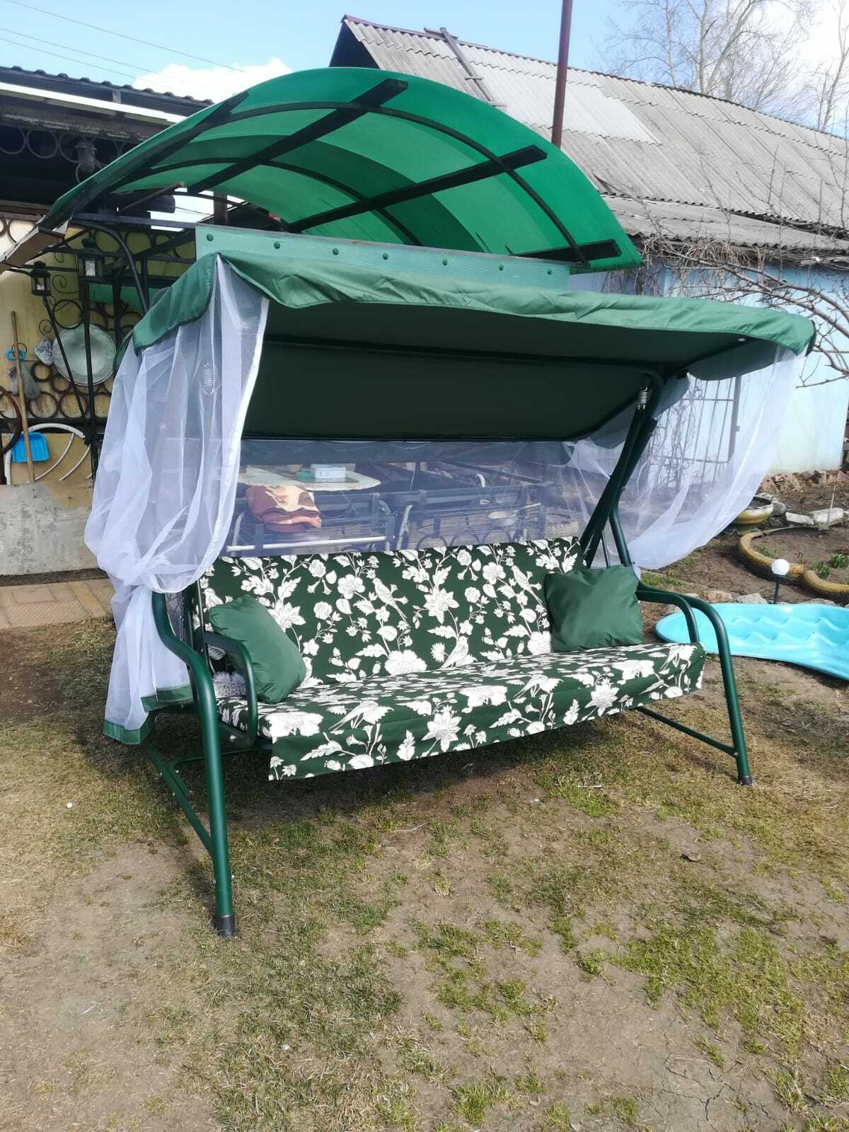 Фотография покупателя товара Качели садовые "Панама" 210 х 142 х 155 см, макс. нагрузка 300 кг, зеленые - Фото 10
