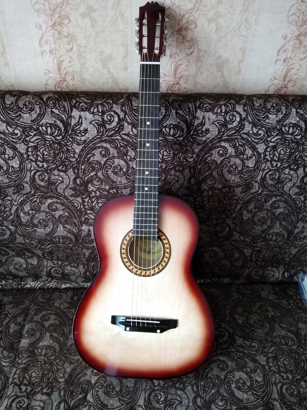 Фотография покупателя товара Акустическая гитара 6-ти струнная, менз. 650мм., струны металл, головка с пазами - Фото 6