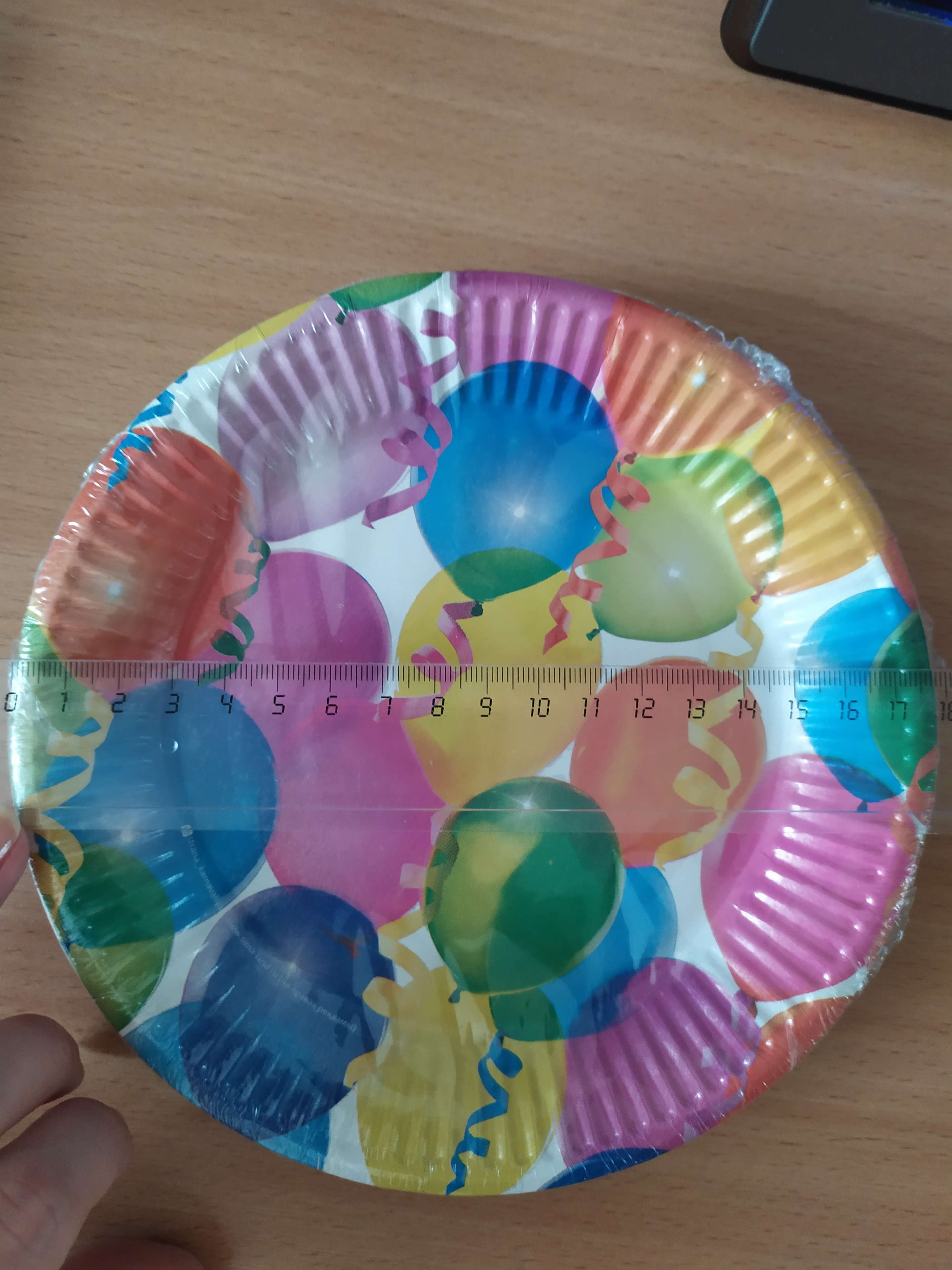 Фотография покупателя товара Тарелка одноразовая бумажная "Воздушные шарики" 18 см