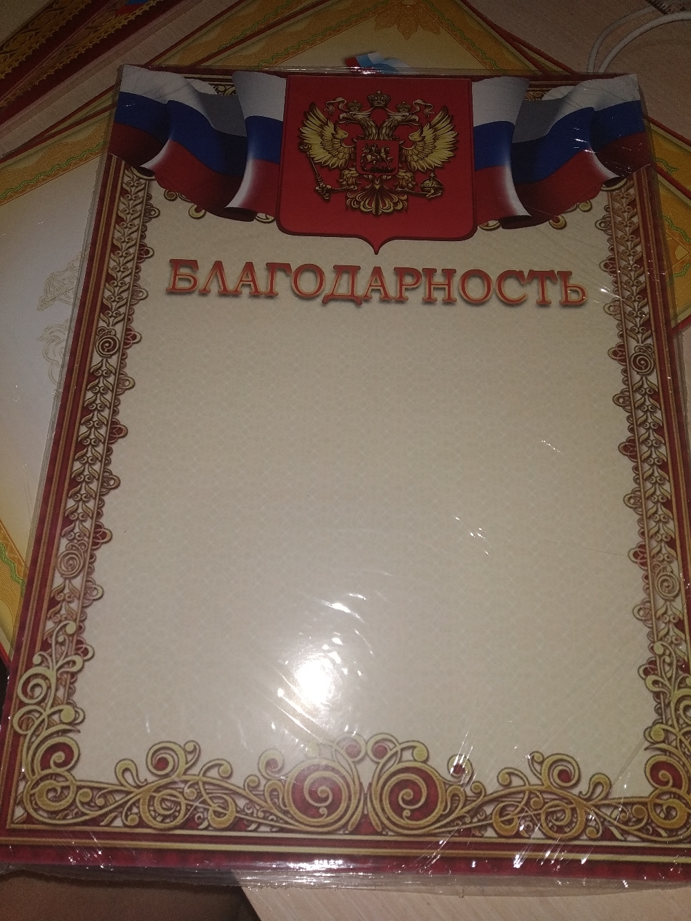 Фотография покупателя товара Благодарность "Универсальная" символика РФ, красная рамка