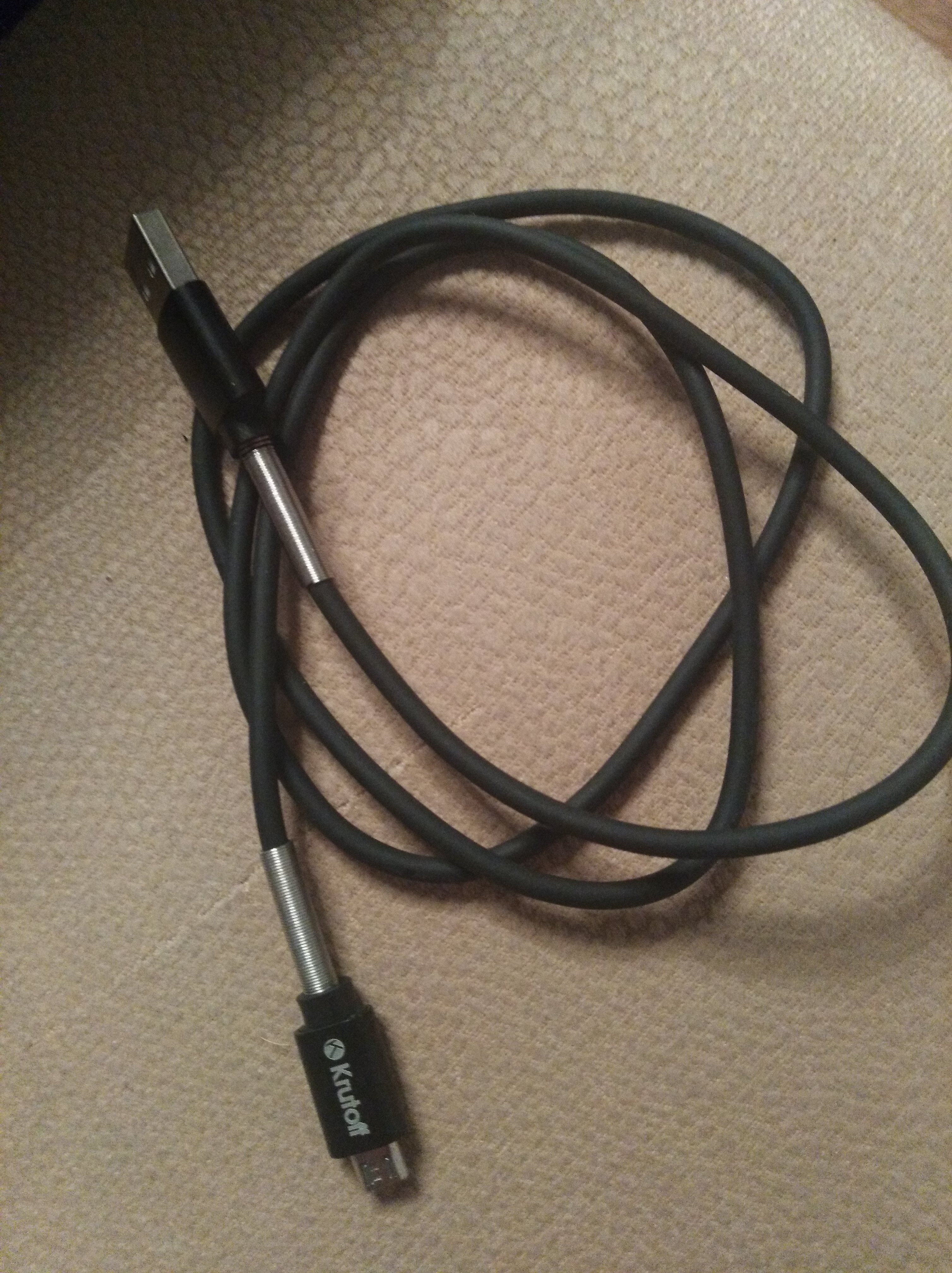 Фотография покупателя товара Кабель Krutoff, microUSB - USB, усиленный разъем, 2.1 А, 1 м, черный - Фото 1