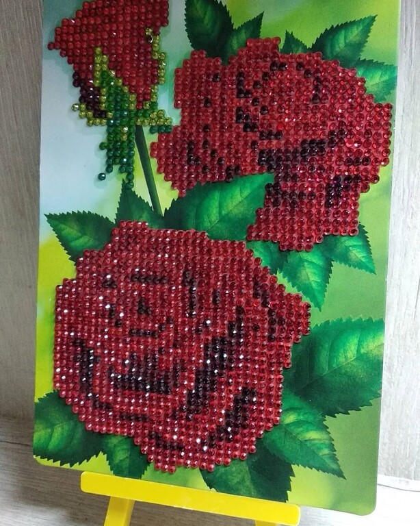 Фотография покупателя товара Алмазная мозаика с частичным заполнением на подставке «Розы», 13 х 19 см, картон - Фото 4