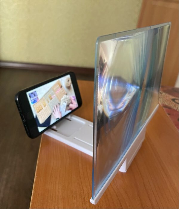 Фотография покупателя товара Увеличительное стекло для телефона Luazon, 12", эффект телевизора, складное, белое