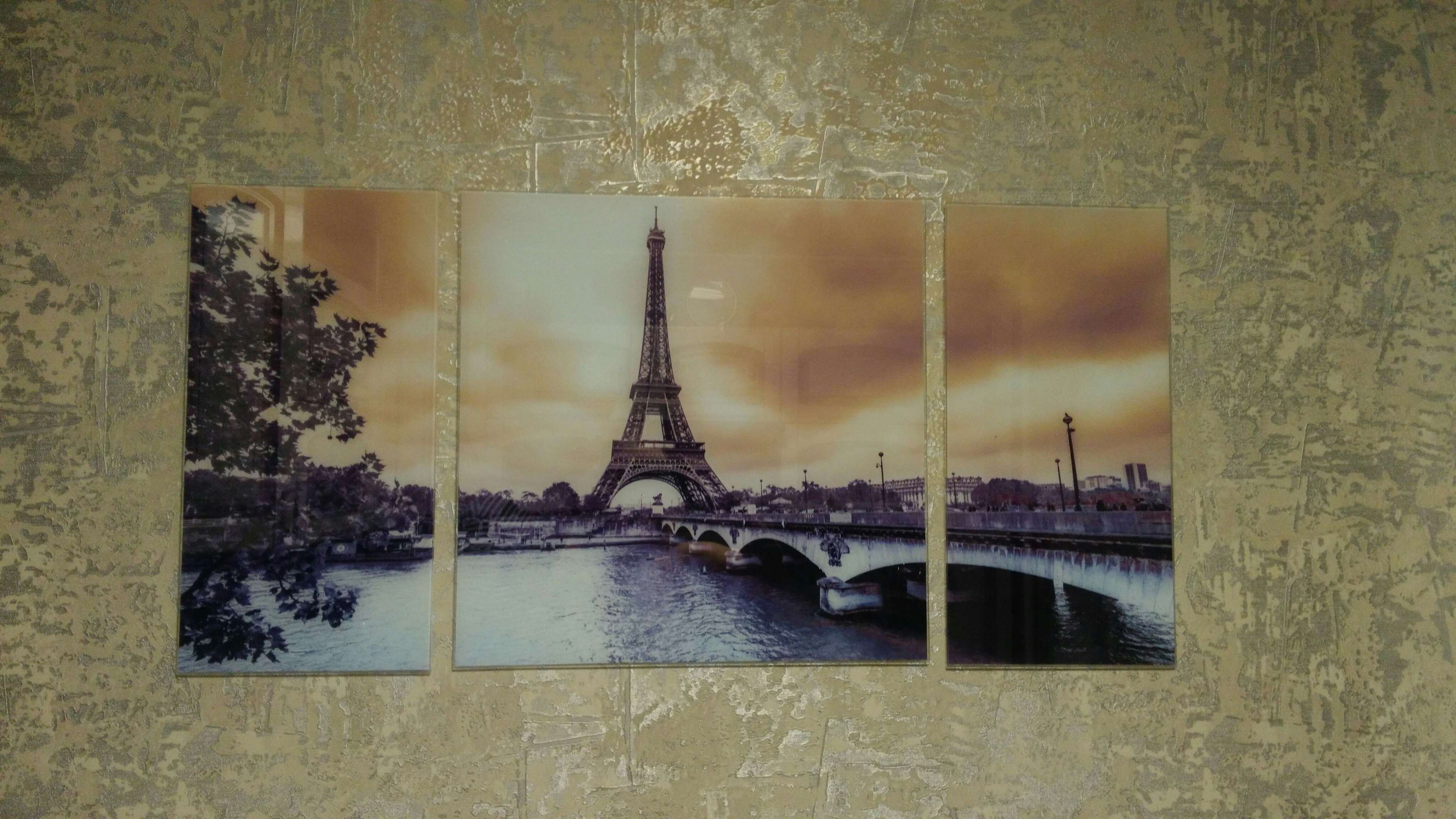 Фотография покупателя товара Картина модульная на стекле  "Париж"   2-25*50,1-50*50см,   100*50см - Фото 1