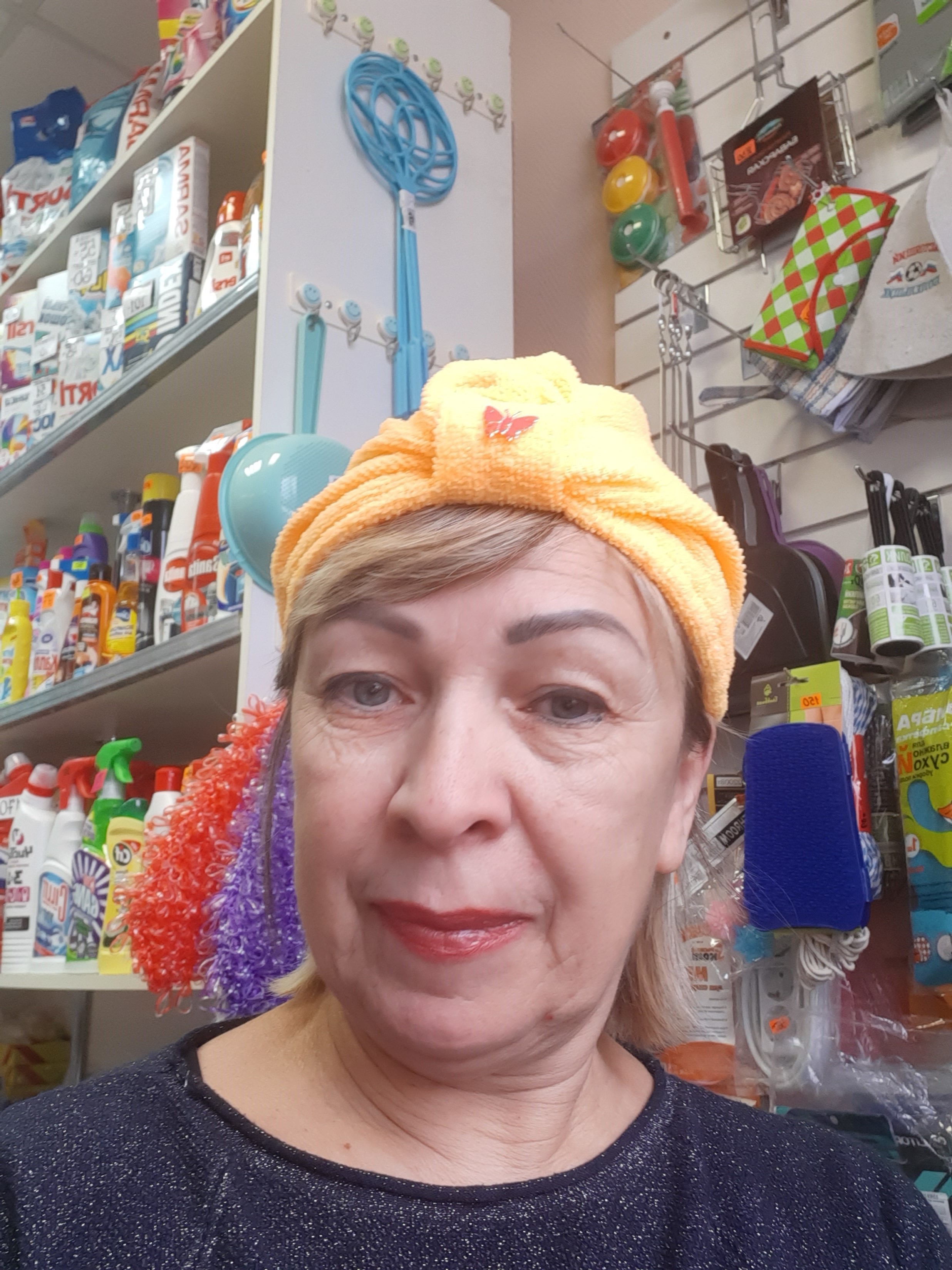 Фотография покупателя товара Чалма для сушки волос Доляна, микрофибра, цвет МИКС - Фото 4