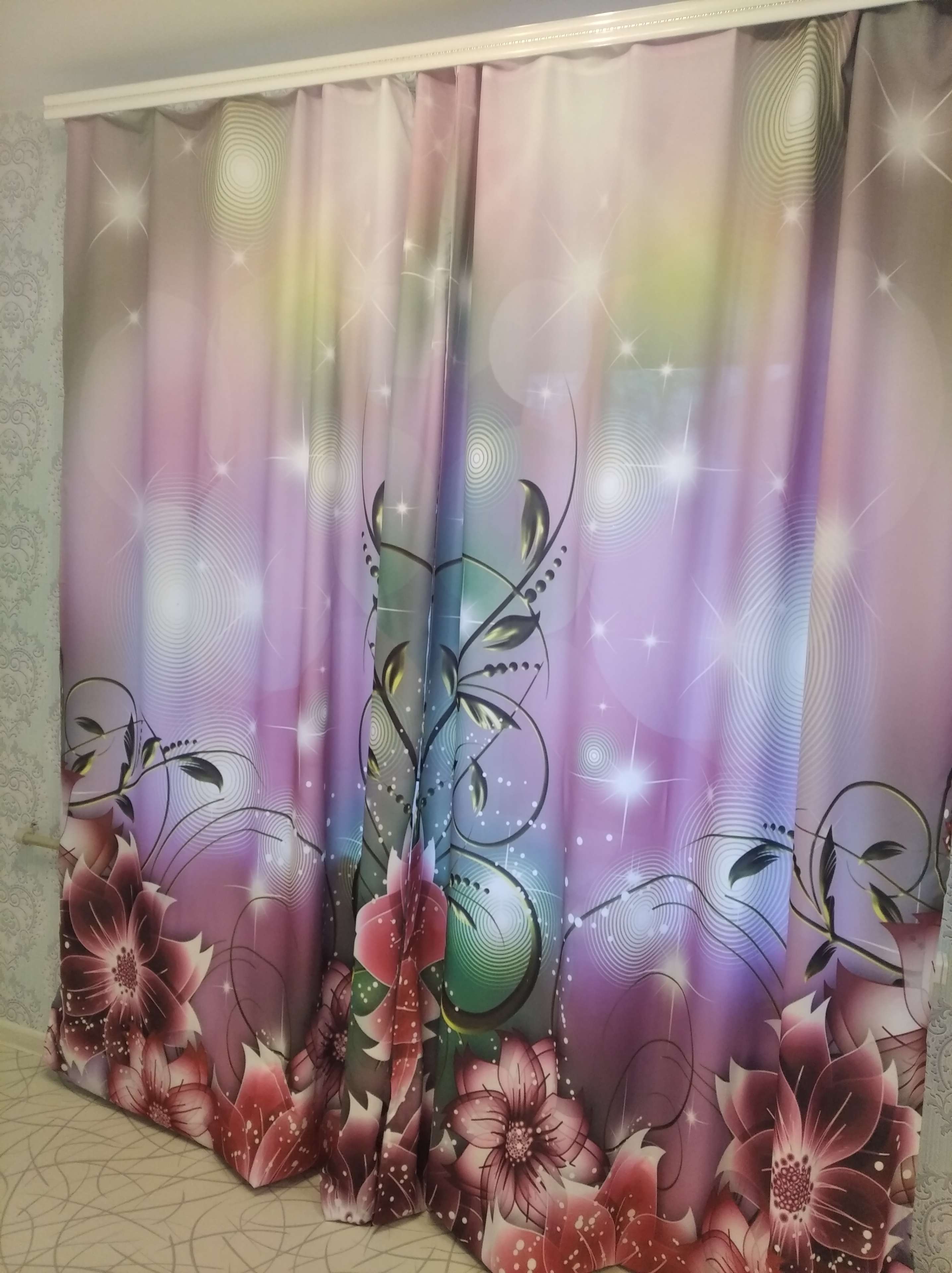 Фотография покупателя товара Комплект штор «Волшебство цветов», размер 145 х 260 см, 2 шт., габардин - Фото 1