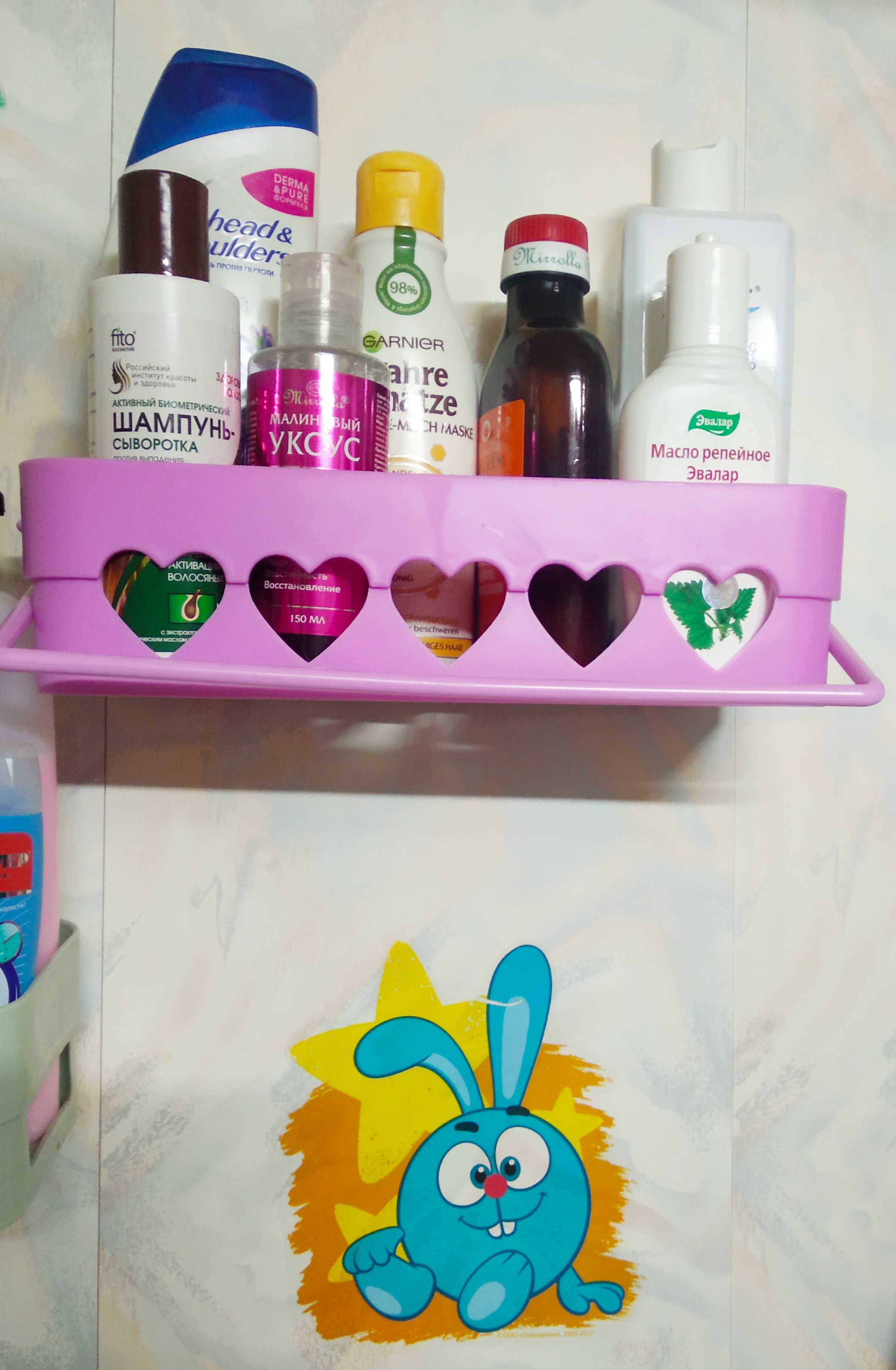 Фотография покупателя товара Полка для ванных принадлежностей на липучке "Амор", цвет МИКС - Фото 2