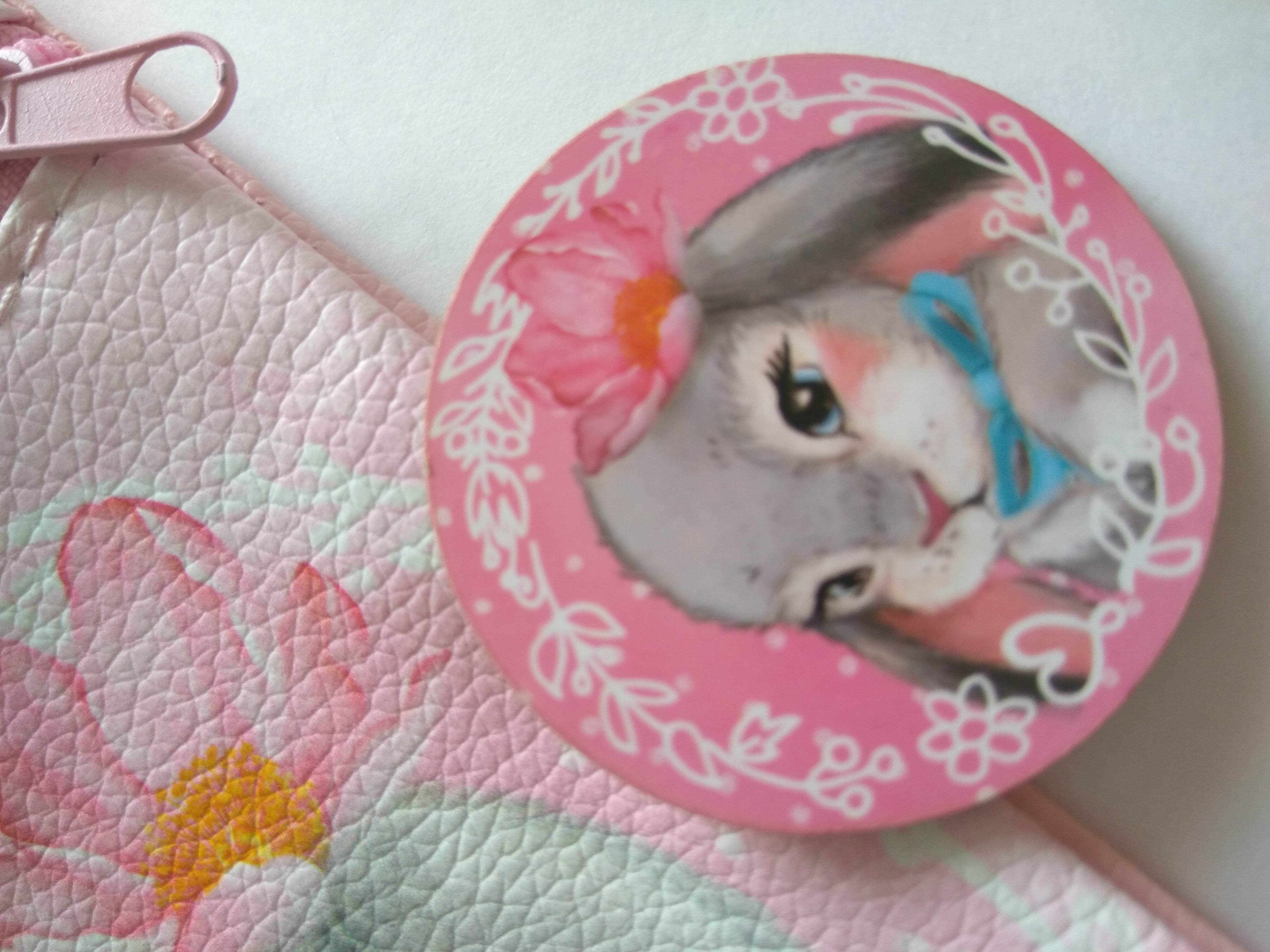 Фотография покупателя товара Подарочный набор для девочки «Зайка», сумка, брошь, цвет розовый - Фото 6