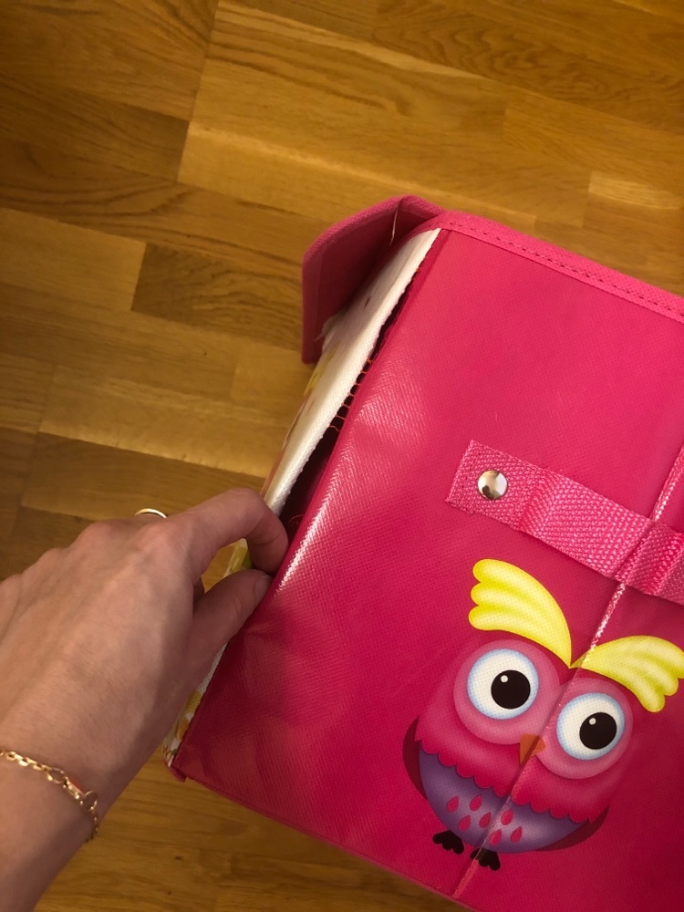 Фотография покупателя товара Короб стеллажный для хранения с крышкой «Весенние совушки», 40×26×26 см, цвет розовый - Фото 3