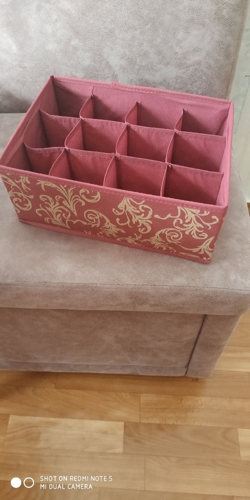 Фотография покупателя товара Органайзер для хранения белья «Бордо», 12 отделений, 32×24×12 см, цвет бордовый