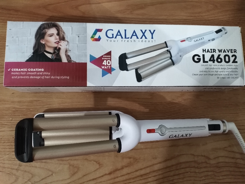 Фотография покупателя товара Плойка Galaxy GL 4602, 60 Вт, керамическое покрытие, d=16 мм, 200°С, белая - Фото 2