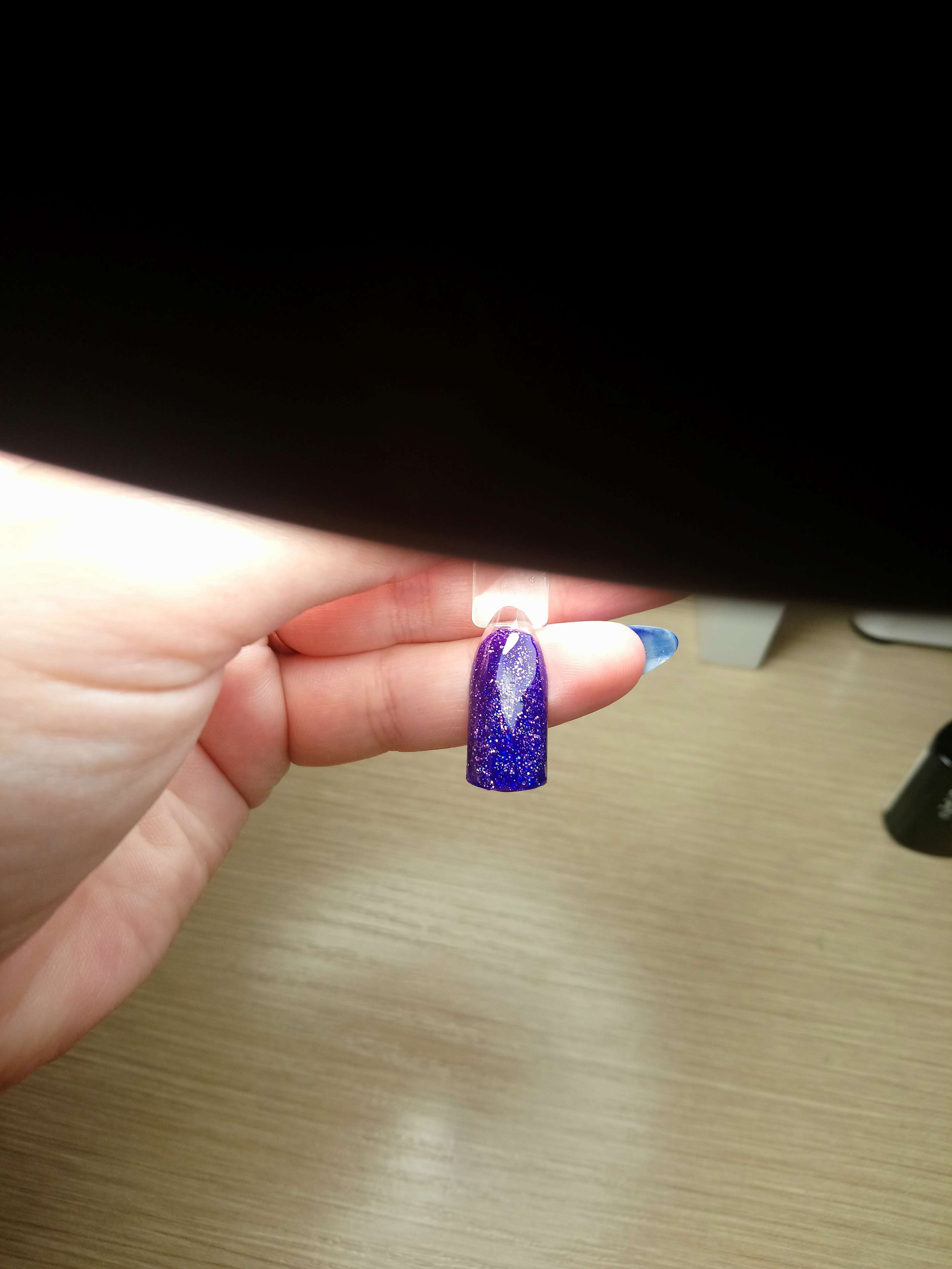 Фотография покупателя товара Гель-лак для ногтей, 5284-442, трёхфазный, LED/UV, 10мл, цвет 5284-442 фиолетовый блёстки