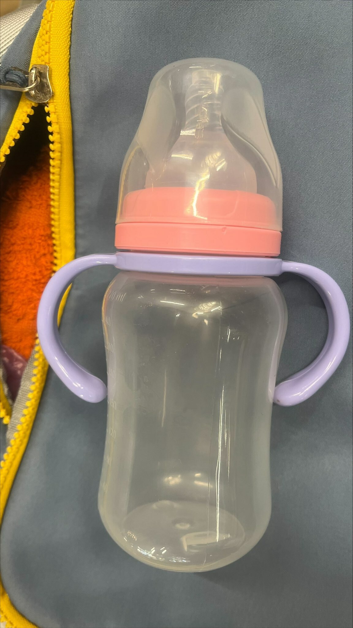 Фотография покупателя товара Бутылочка для кормления, широкое горло, 270 мл, с ручками, розовый/бирюзовый - Фото 1