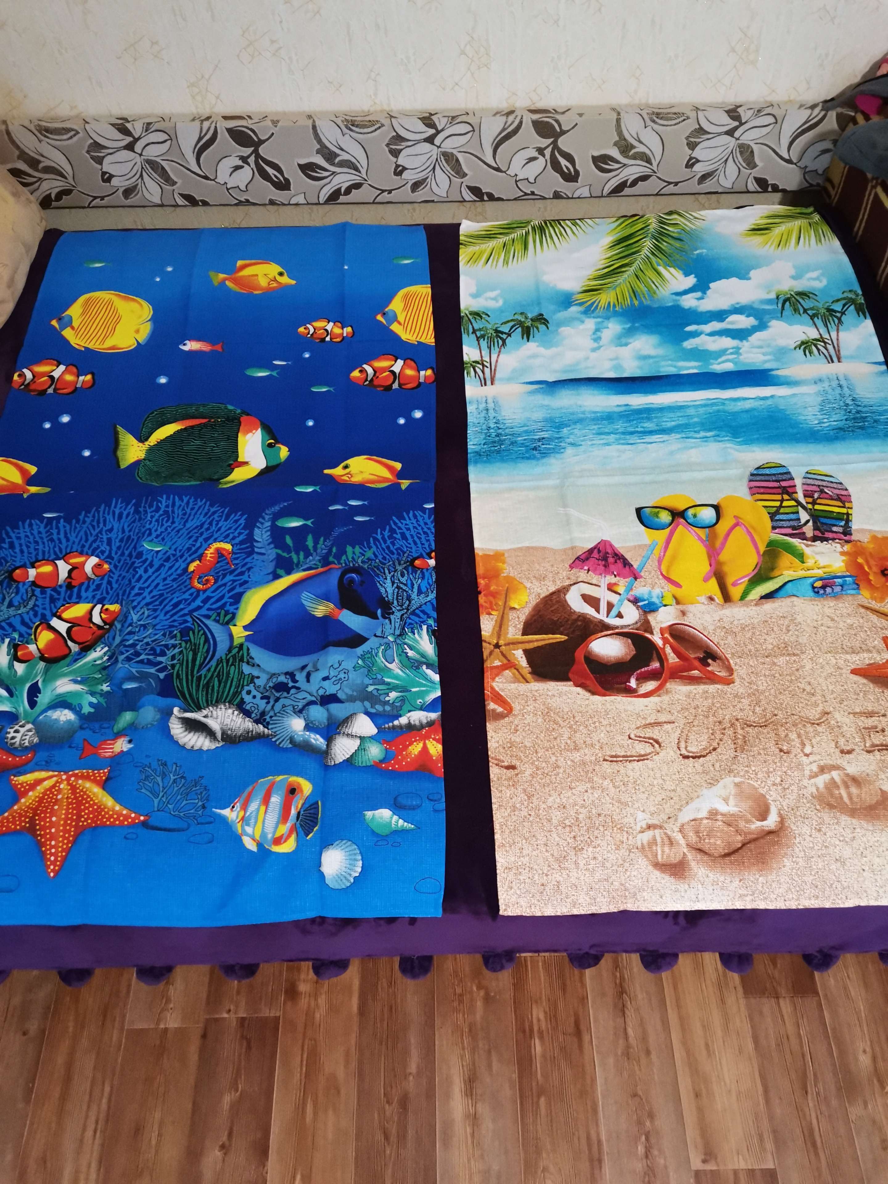 Фотография покупателя товара Вафельное полотенце Отпуск 80х150 см, разноцветный, хлопок 100%, 160г/м²