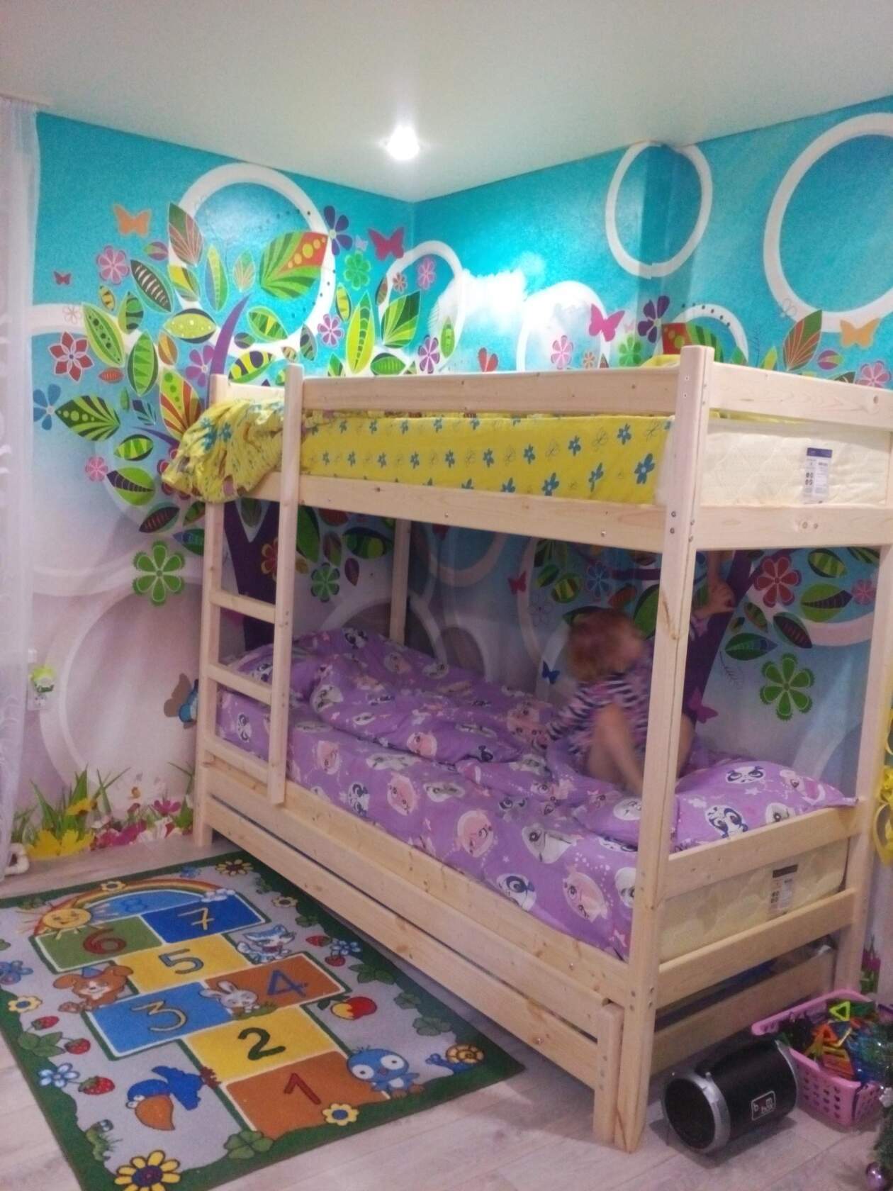 Фотография покупателя товара Двухъярусная кровать с выдвижным спальным местом 3 в 1, 800 × 2000 мм, 800 × 1900 мм, сосна - Фото 1