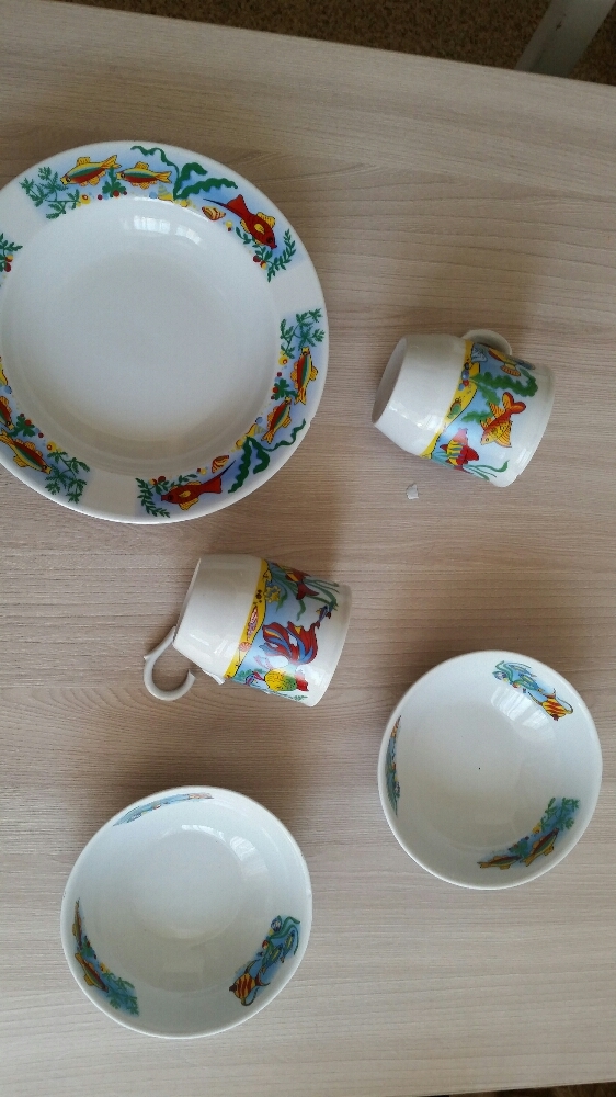 Фотография покупателя товара Набор посуды «Аквариум», 4 предмета: тарелка маленькая d=20 см, тарелка глубокая 200 мл, миска 350 мл