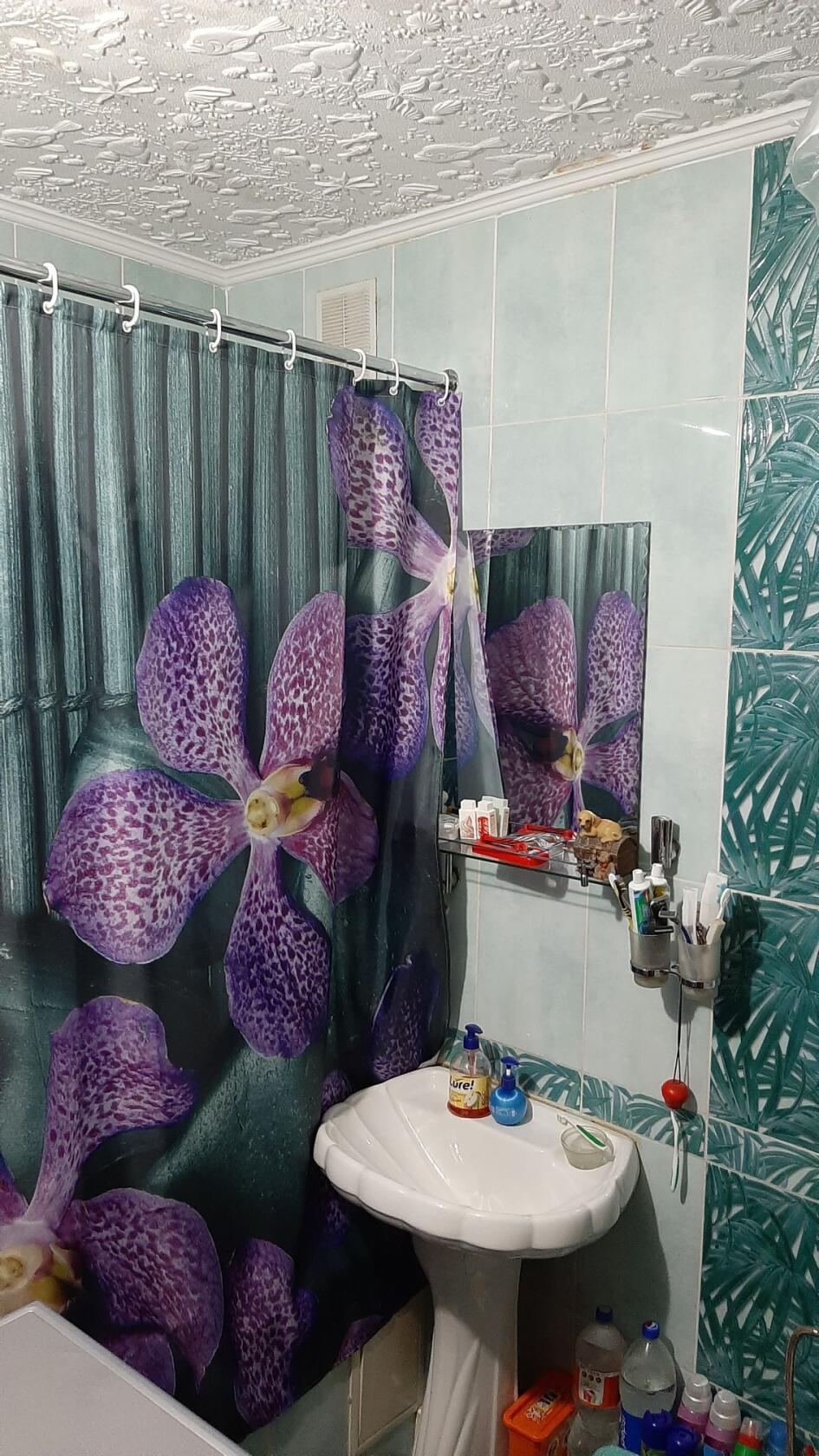 Фотография покупателя товара Штора для ванны Доляна «Камни и цветы», 180×180 см, полиэстер - Фото 2