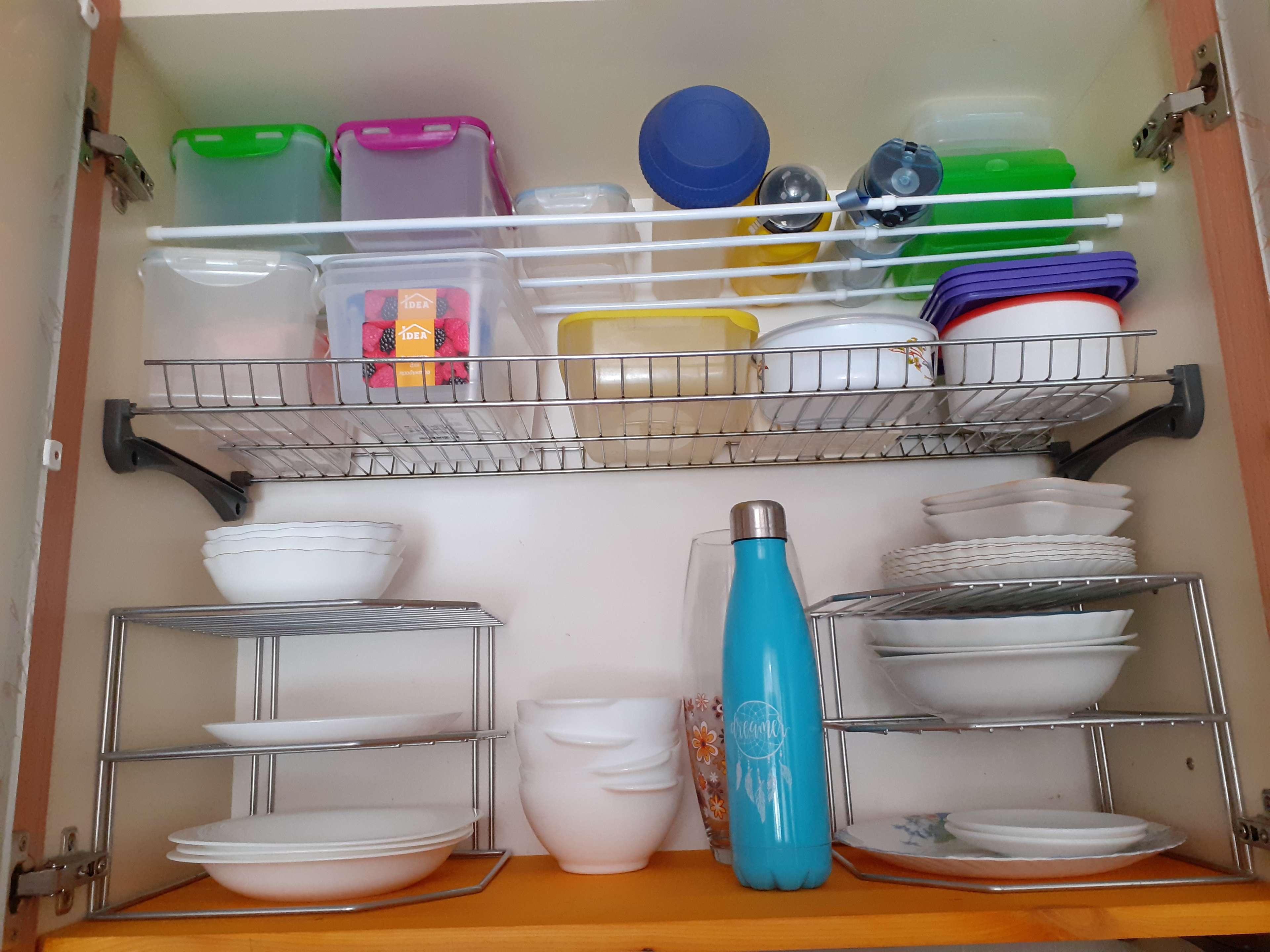Фотография покупателя товара Подставка для посуды, 2 яруса, 25×25×20 см, цвет хром - Фото 12