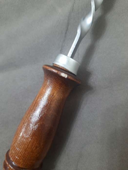 Фотография покупателя товара Кочерга узбекская с деревянной ручкой, матовая 40/1 см, полная длина 62 см, сталь 3 мм - Фото 4