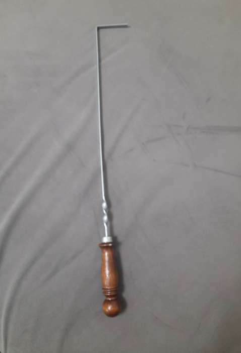 Фотография покупателя товара Кочерга узбекская с деревянной ручкой, матовая 40/1 см, полная длина 62 см, сталь 2.5 мм - Фото 4