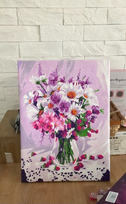 Фотография покупателя товара Картина по номерам на холсте с подрамником «Натюрморт с цветами», 30х40 см - Фото 1