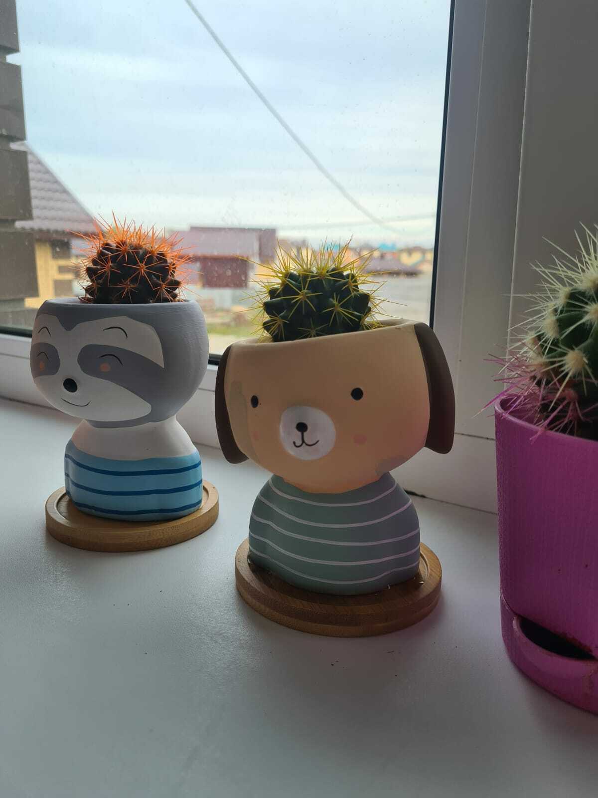 Фотография покупателя товара Декоративный горшок для цветов «Лисичка в жёлтом комбинезоне» керамический, 330 мл, 6×11 см - Фото 6