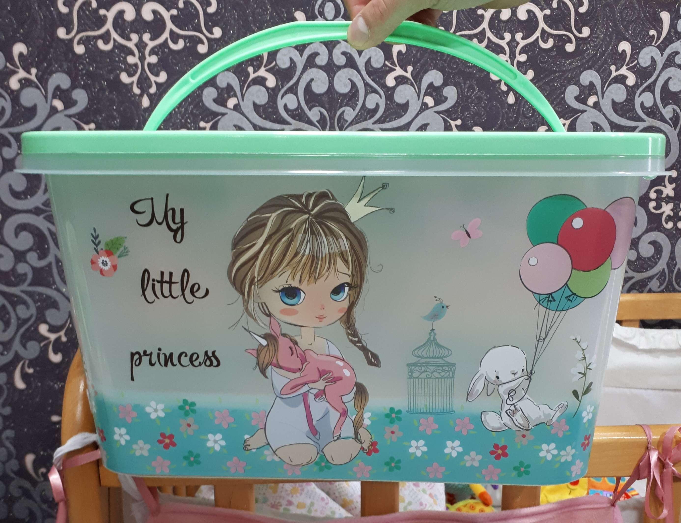 Фотография покупателя товара Ящик для игрушек «Принцесса» с ручкой и крышкой, 15 л, МИКС - Фото 1