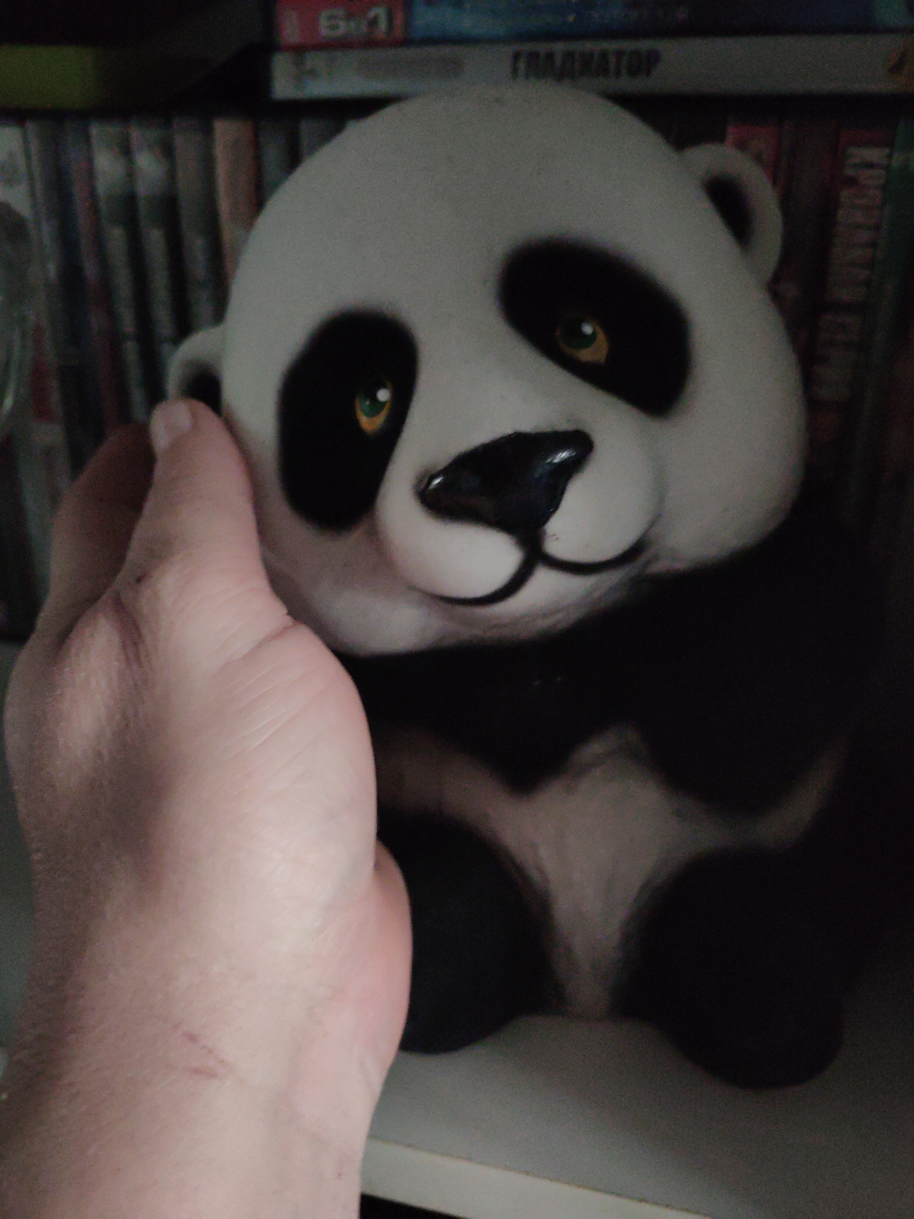 Фотография покупателя товара Копилка "Панда", флок, чёрный цвет, 19 см - Фото 7