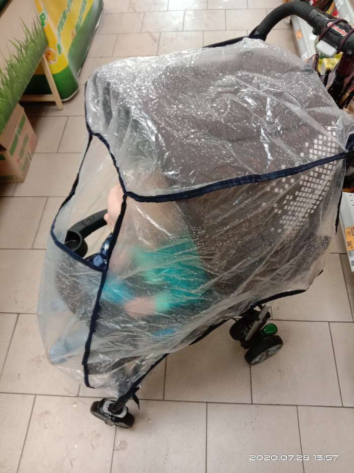 Фотография покупателя товара Дождевик на прогулочную коляску, цвет прозрачный - Фото 6