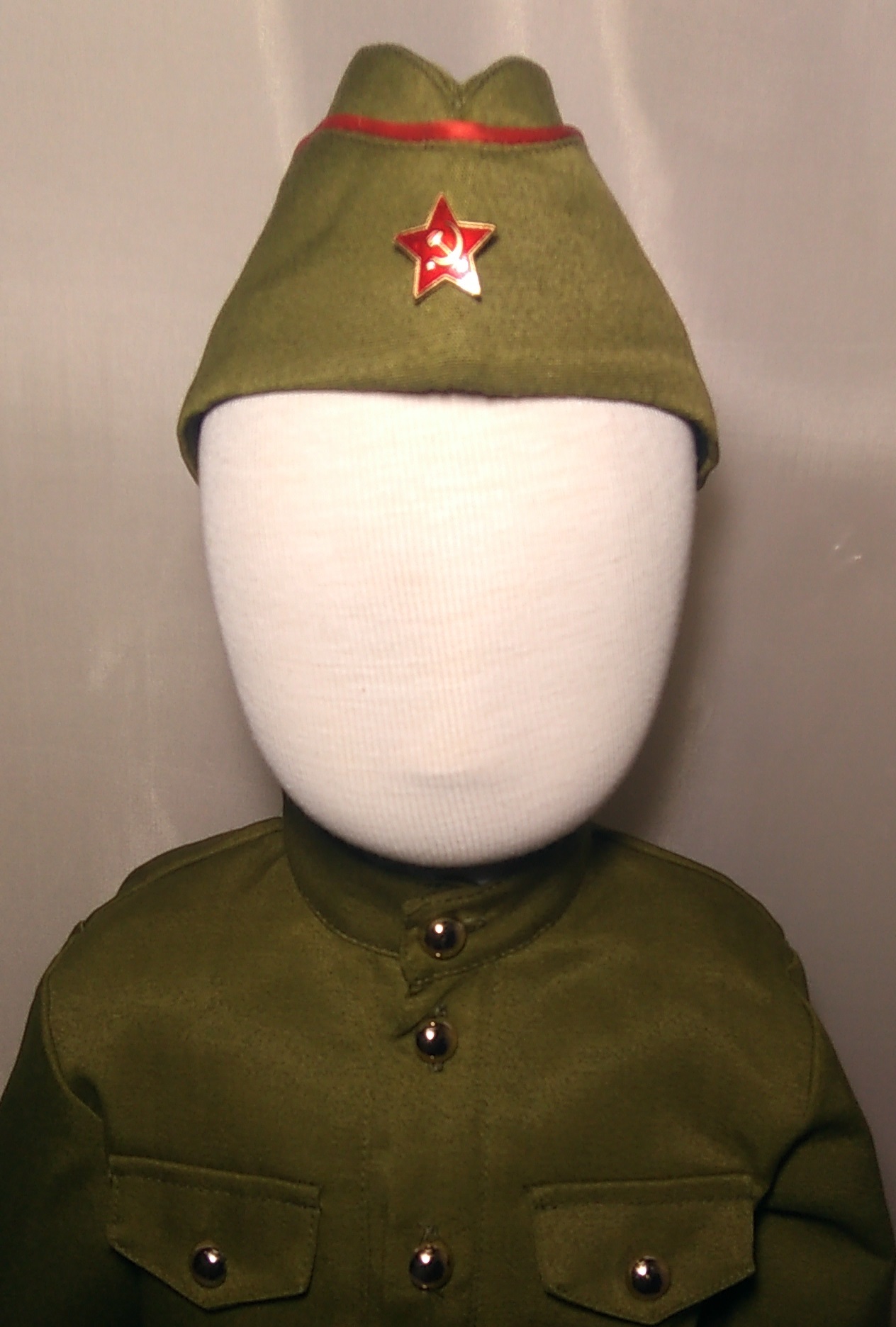 Фотография покупателя товара Детский карнавальный костюм "Военный", брюки, гимнастёрка, ремень, пилотка, рост 92-104 см - Фото 5