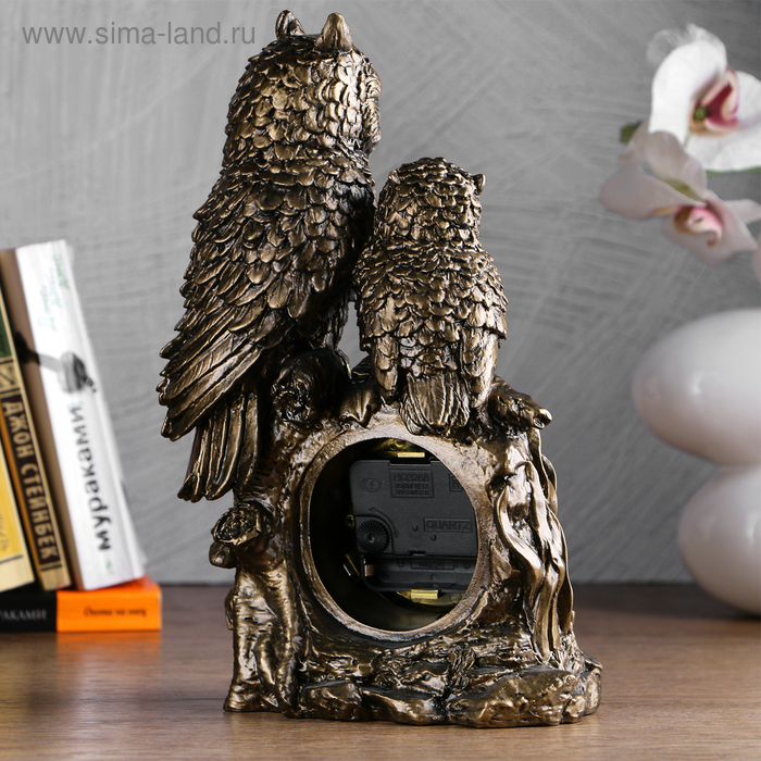 Фотография покупателя товара Часы настольные каминные "Две совы", 15.5 х 9 х 29.5 см, золото - Фото 1