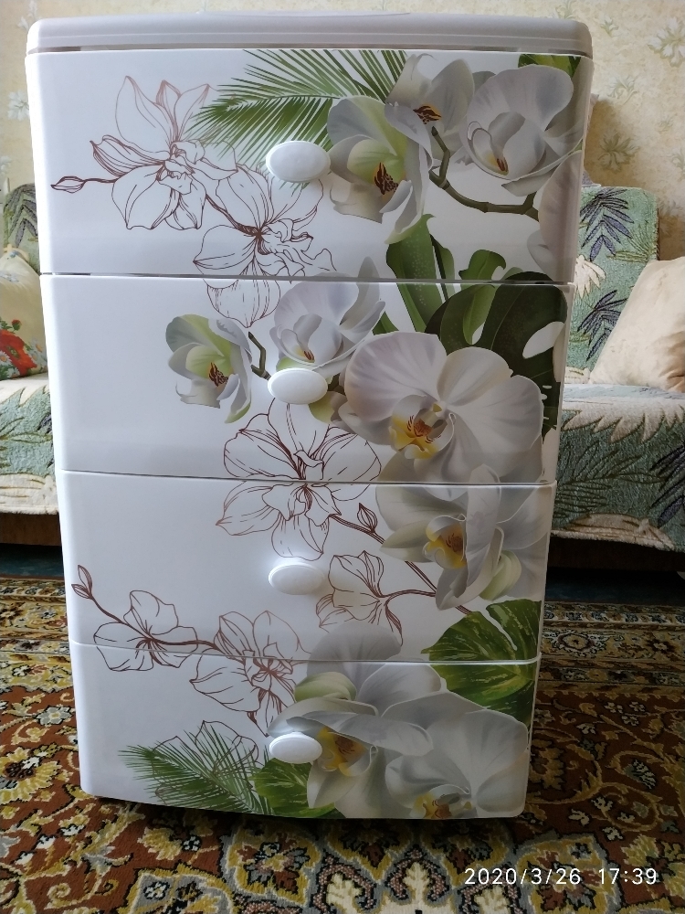 Фотография покупателя товара Комод широкий 4-х секционный «Орхидея», цвет сиреневый