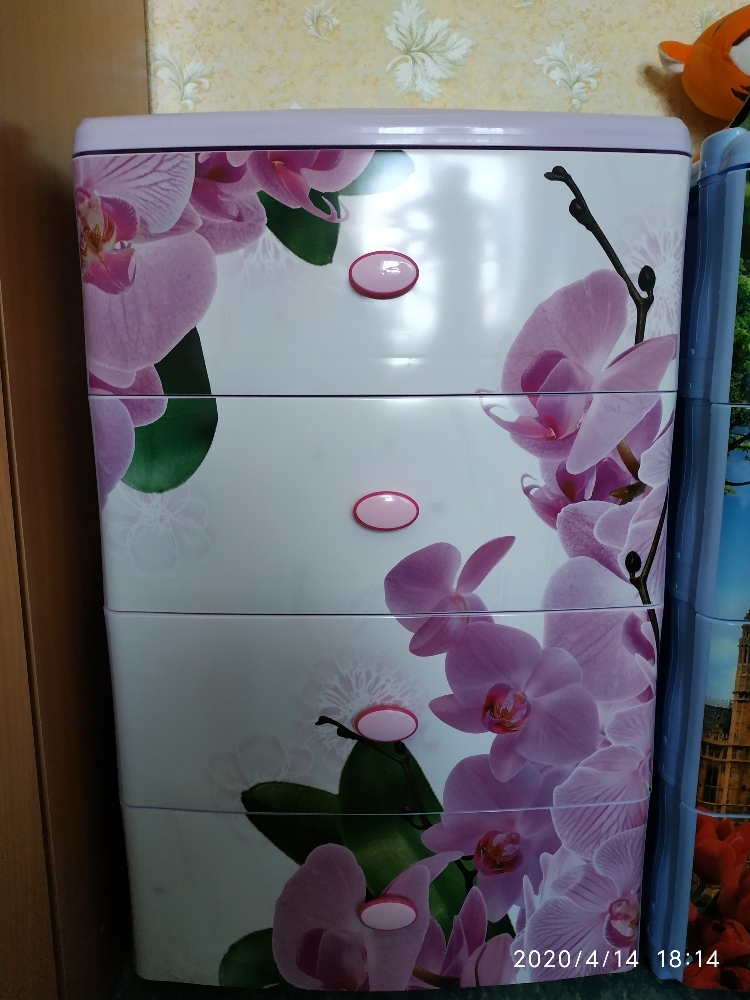 Фотография покупателя товара Комод широкий 4-х секционный «Орхидея», цвет сиреневый - Фото 4