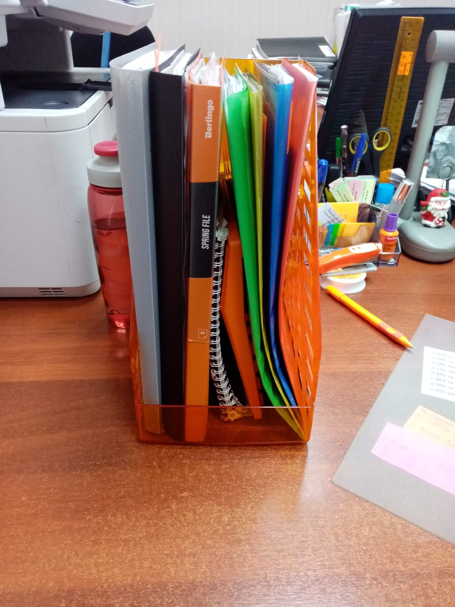 Фотография покупателя товара Лоток для бумаг вертикальный XXL, ширина 16 см, прочный, тонированный оранжевый манго - Фото 1
