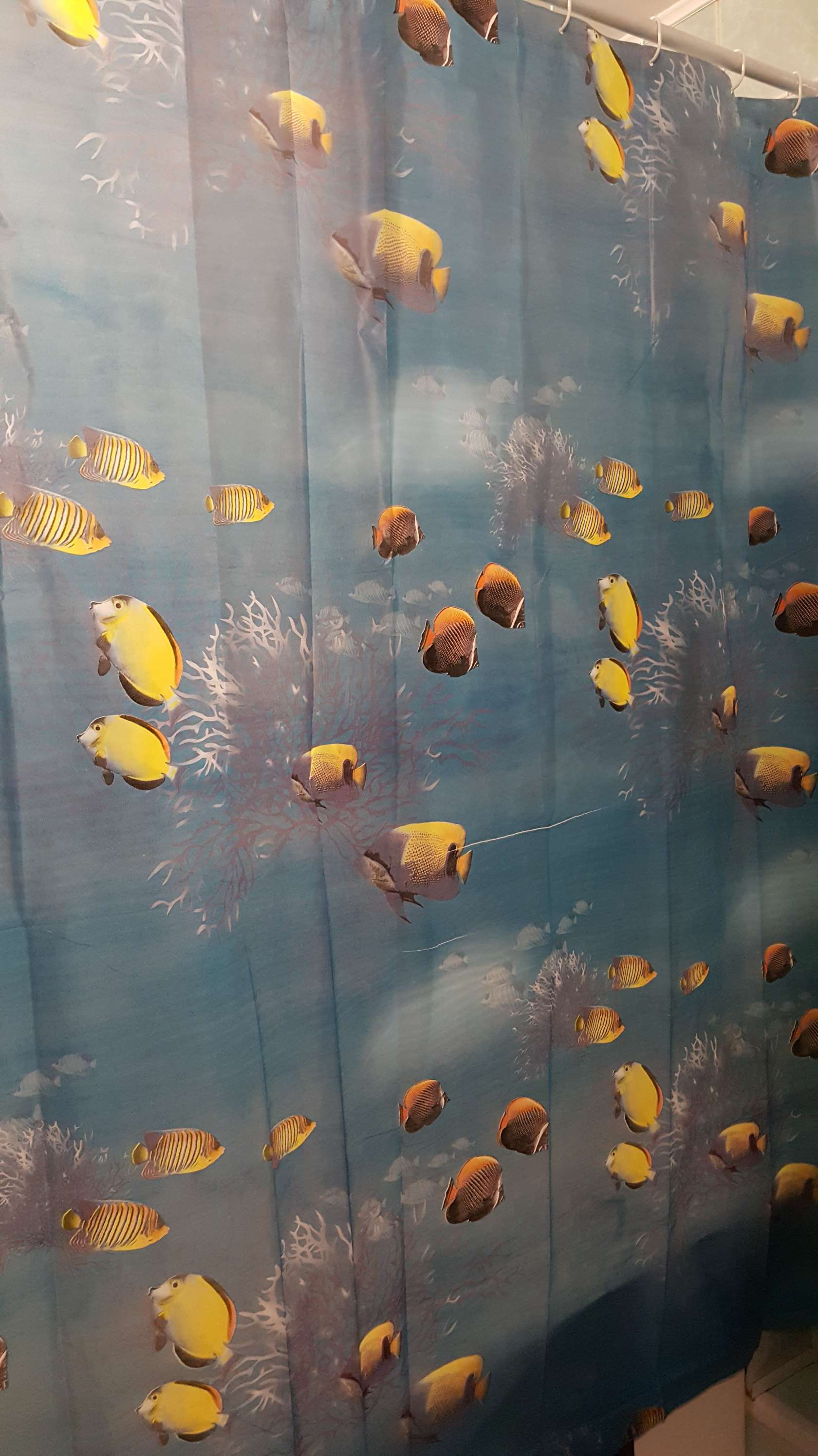 Фотография покупателя товара Штора для ванны Доляна «Рыбки», 180×180 см, EVA