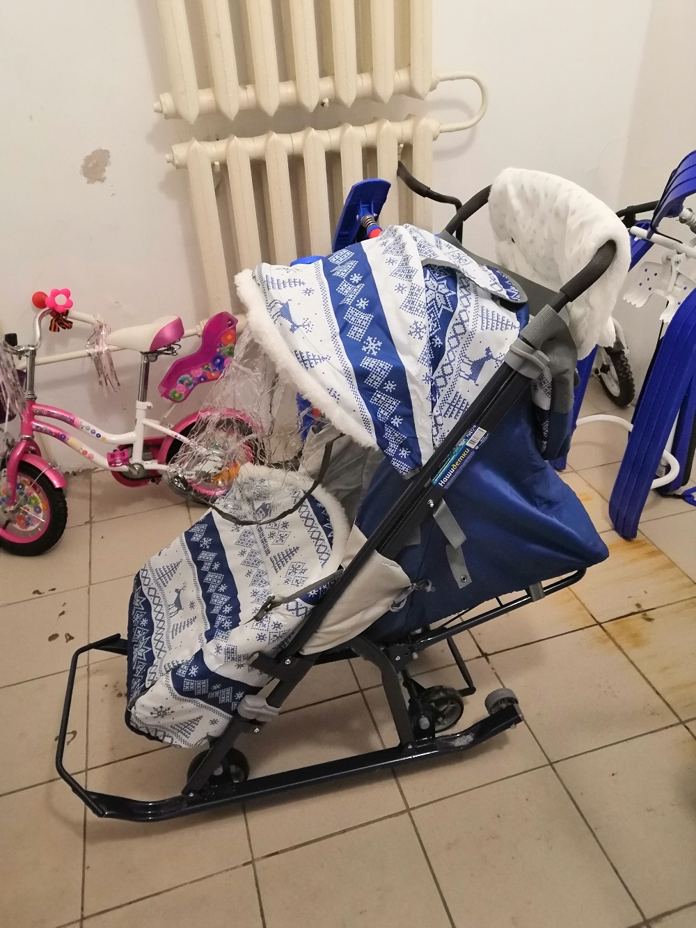 Фотография покупателя товара Санки коляска «Наши детки», цвет скандинавский синий - Фото 2