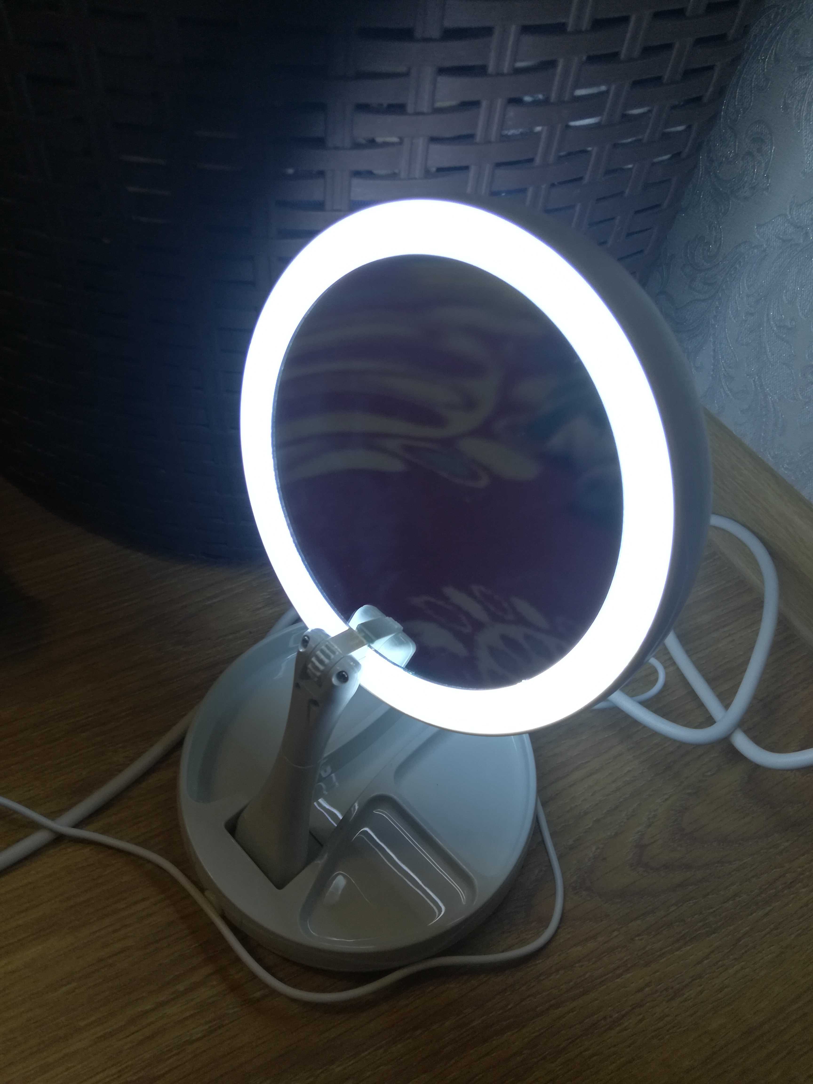 Фотография покупателя товара Зеркало Luazon KZ-09, подсветка, настольное, 30 × 16 × 16 см, увеличение х 10, USB, белое