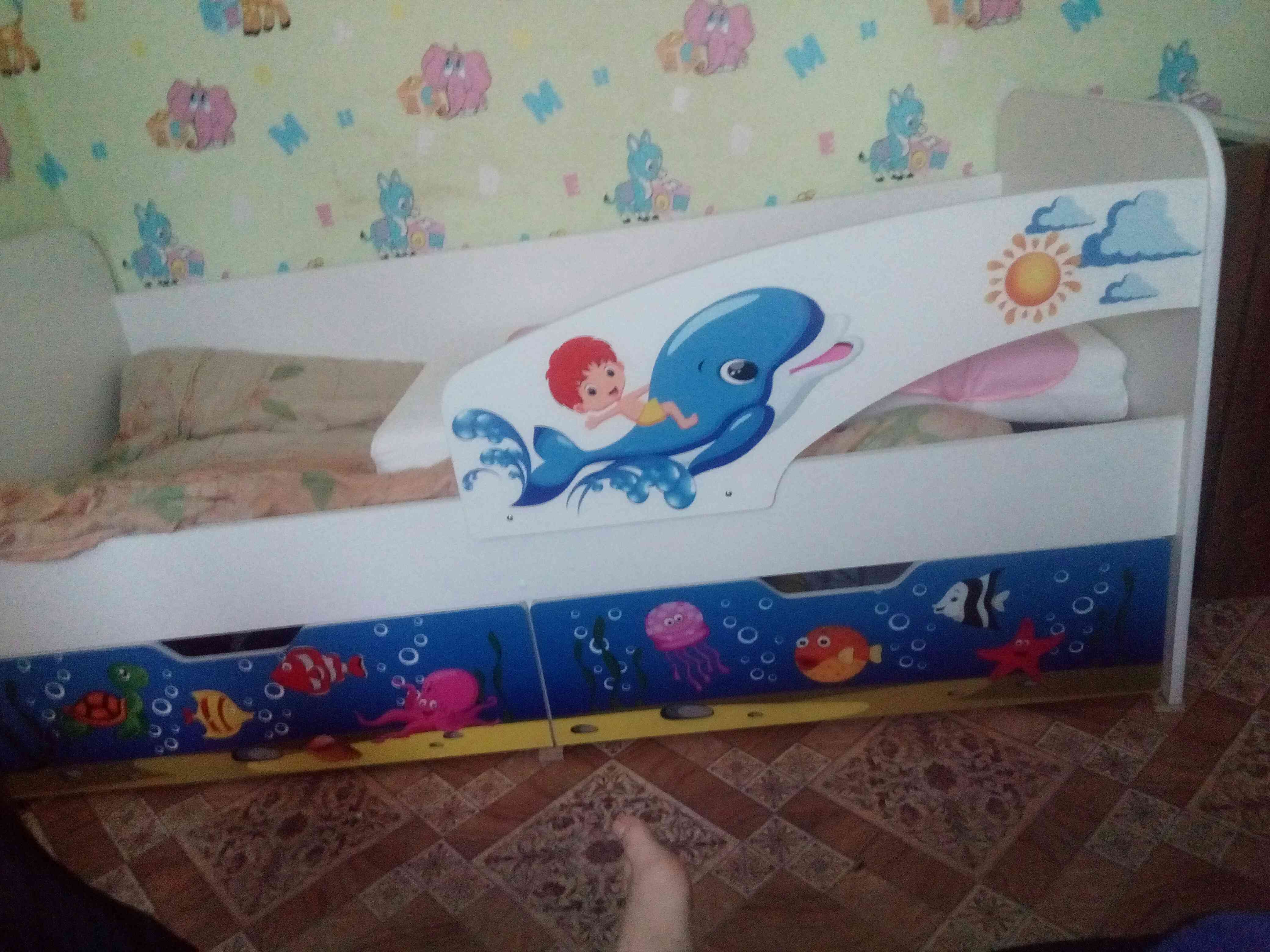 Фотография покупателя товара Кровать детская с фотопечатью «Дельфин», 2 ящика, 800х1600 мм, правая, цвет корпус белый - Фото 1