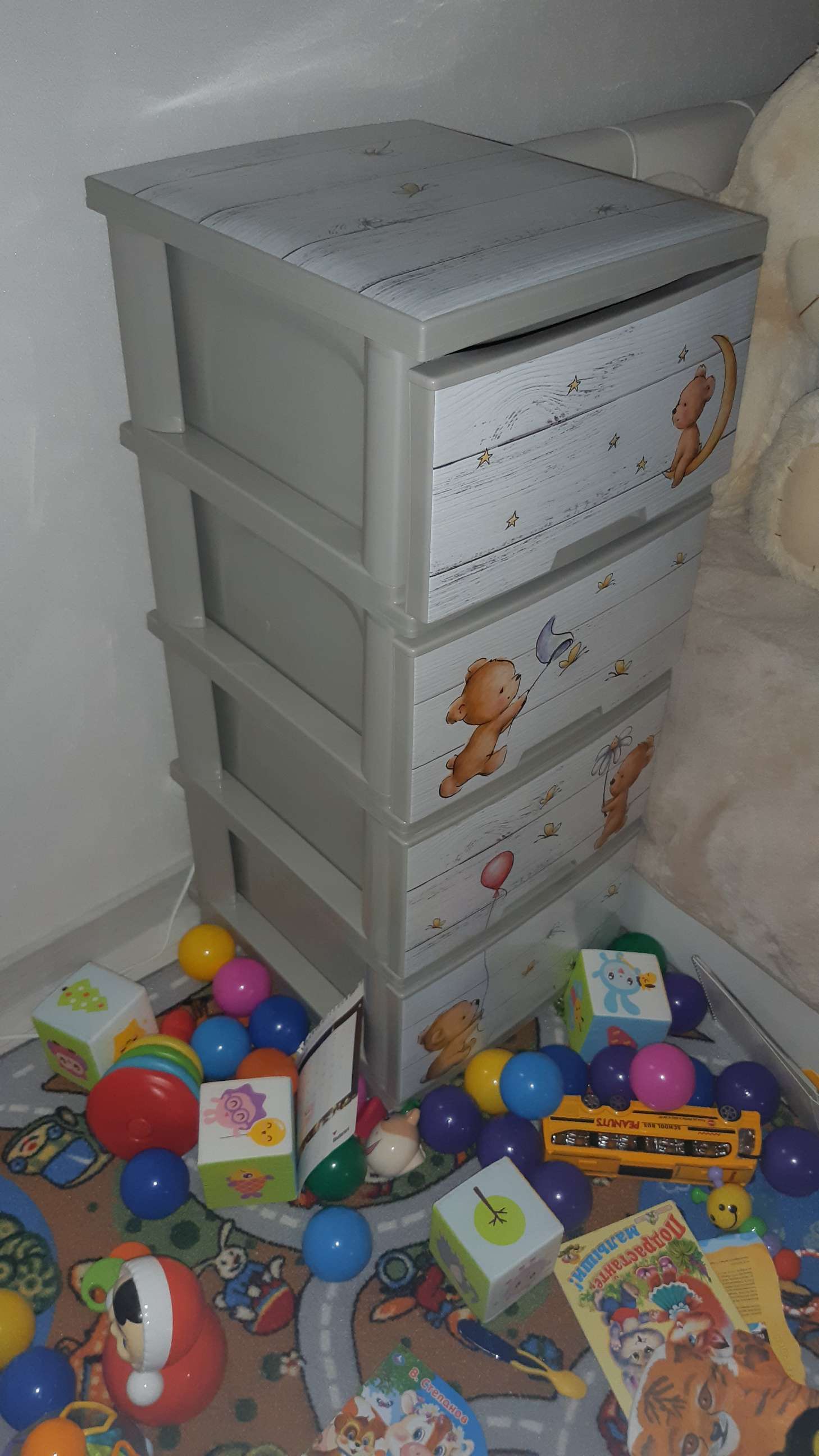 Фотография покупателя товара Комод детский 4-х секционный «Медведи», цвет бежевый - Фото 3